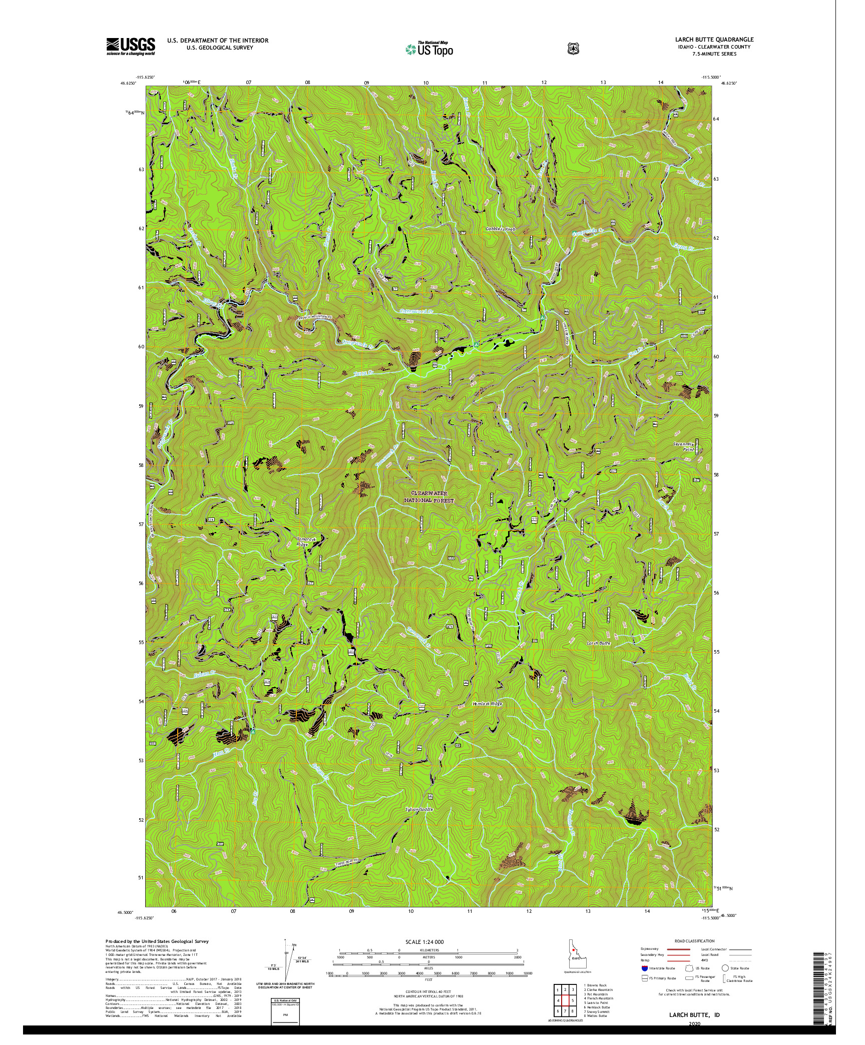 USGS US TOPO 7.5-MINUTE MAP FOR LARCH BUTTE, ID 2020