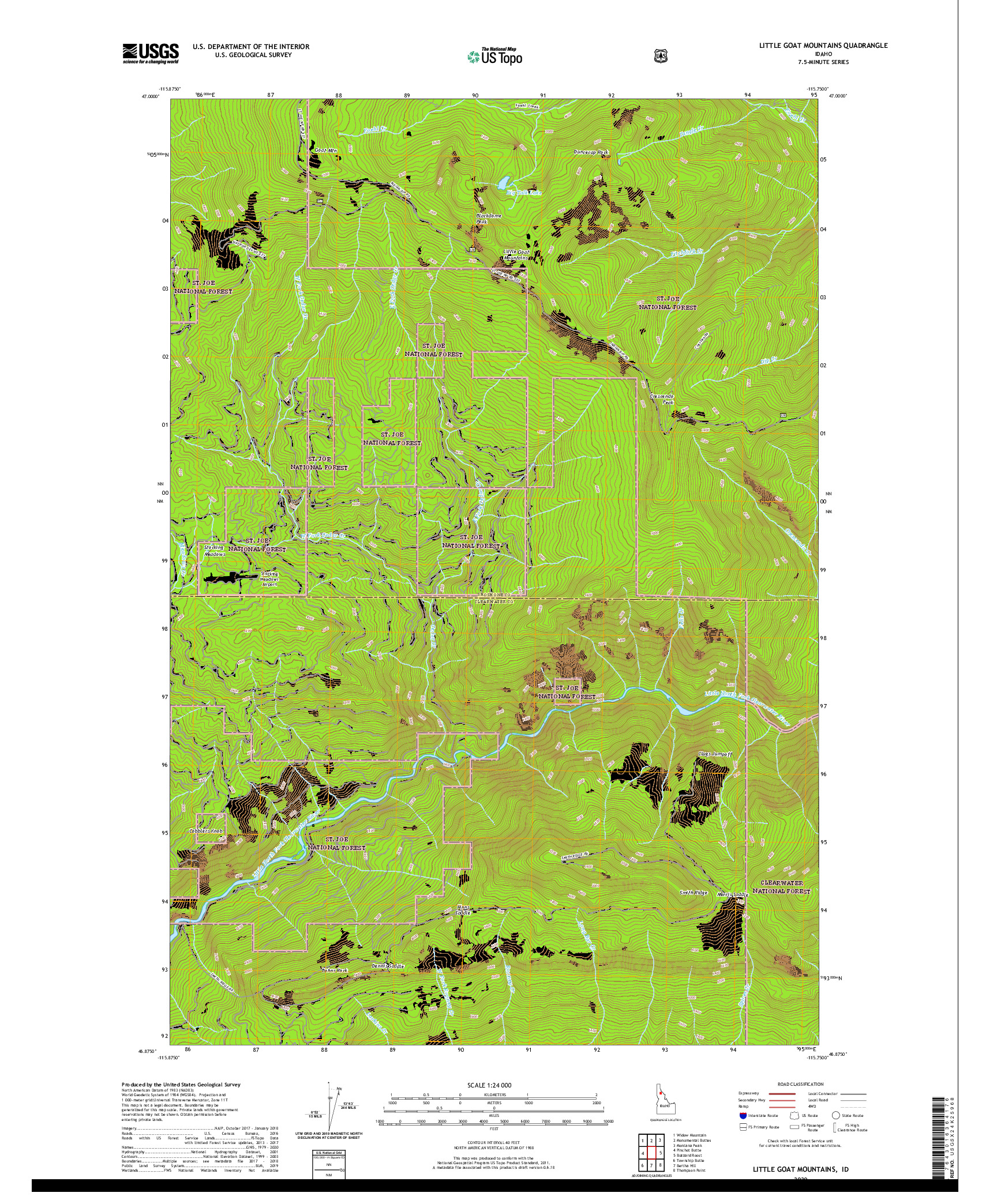 USGS US TOPO 7.5-MINUTE MAP FOR LITTLE GOAT MOUNTAINS, ID 2020