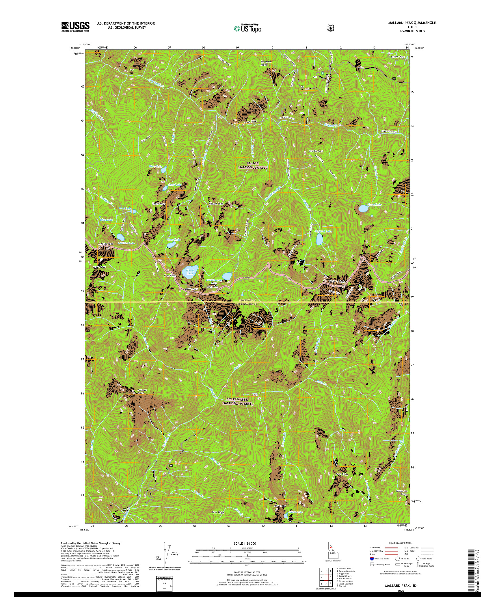 USGS US TOPO 7.5-MINUTE MAP FOR MALLARD PEAK, ID 2020