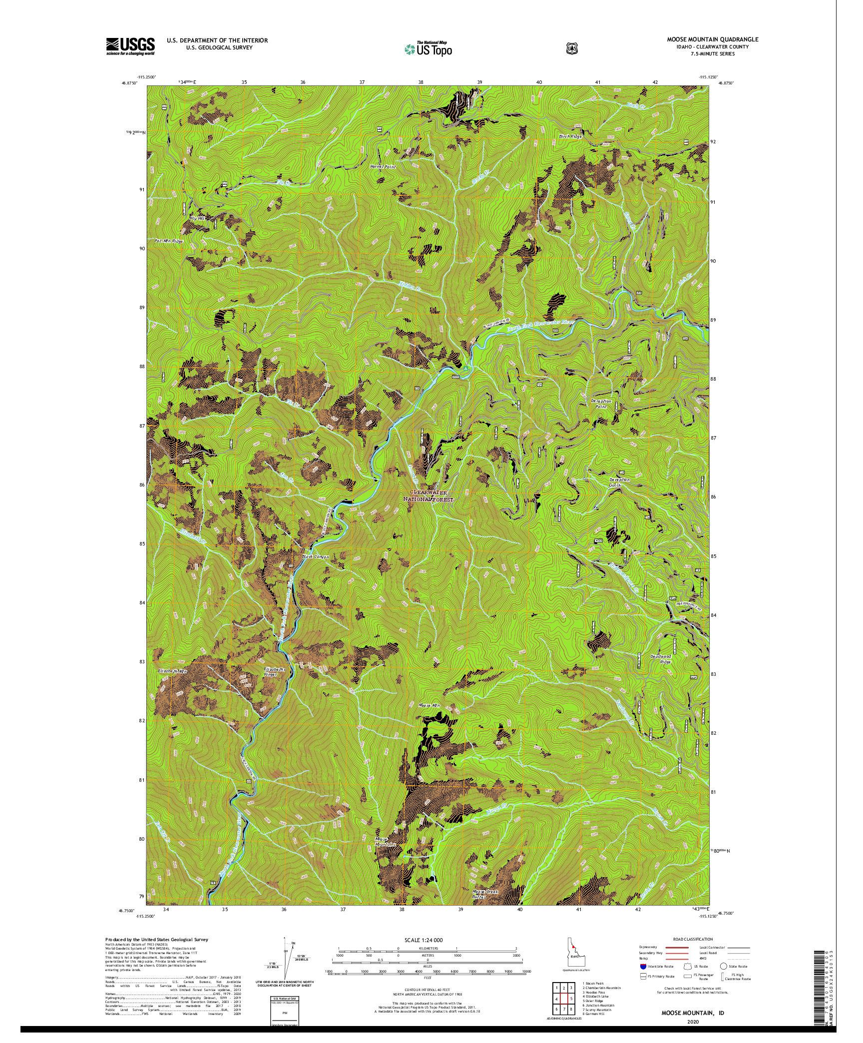 USGS US TOPO 7.5-MINUTE MAP FOR MOOSE MOUNTAIN, ID 2020