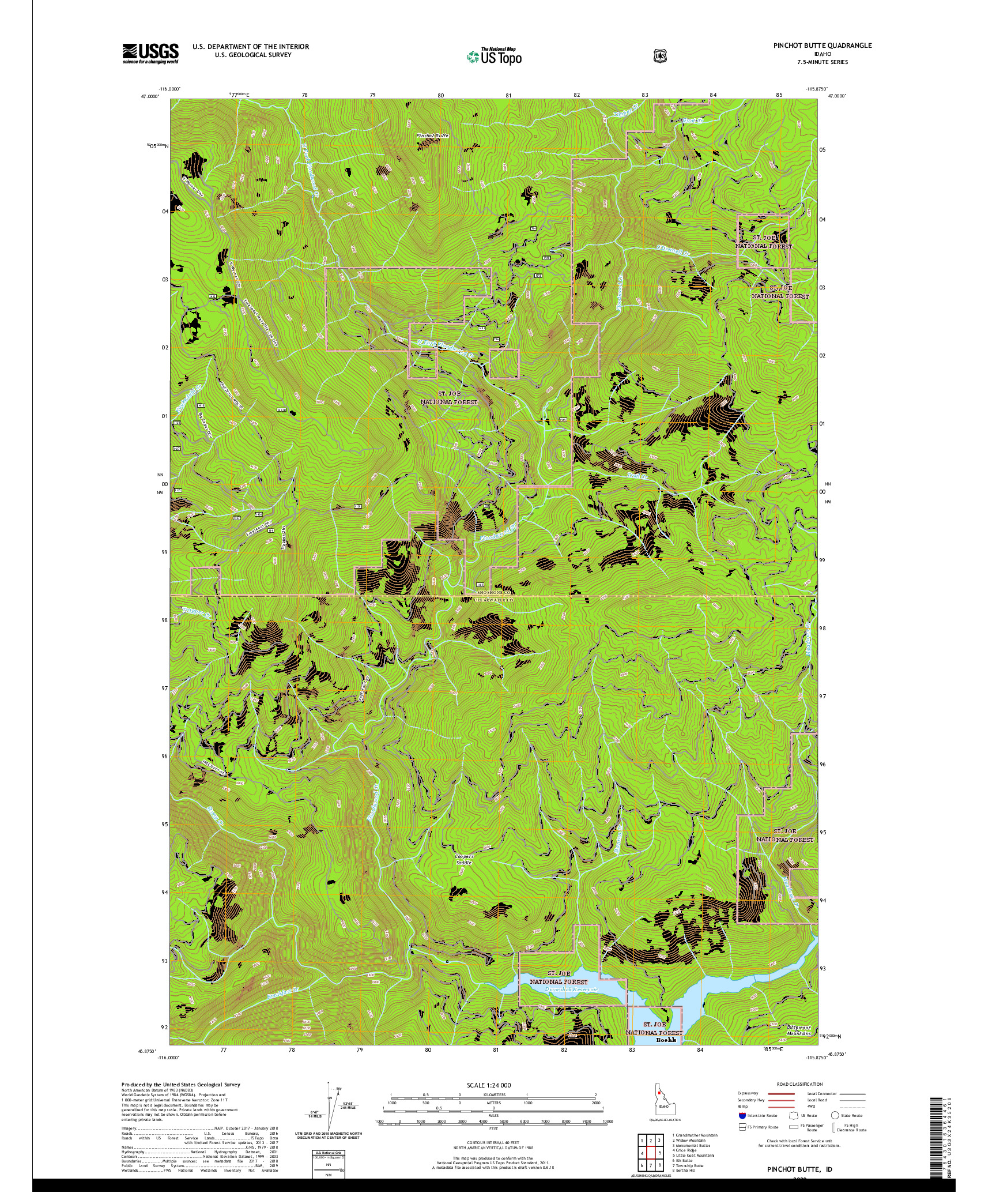 USGS US TOPO 7.5-MINUTE MAP FOR PINCHOT BUTTE, ID 2020