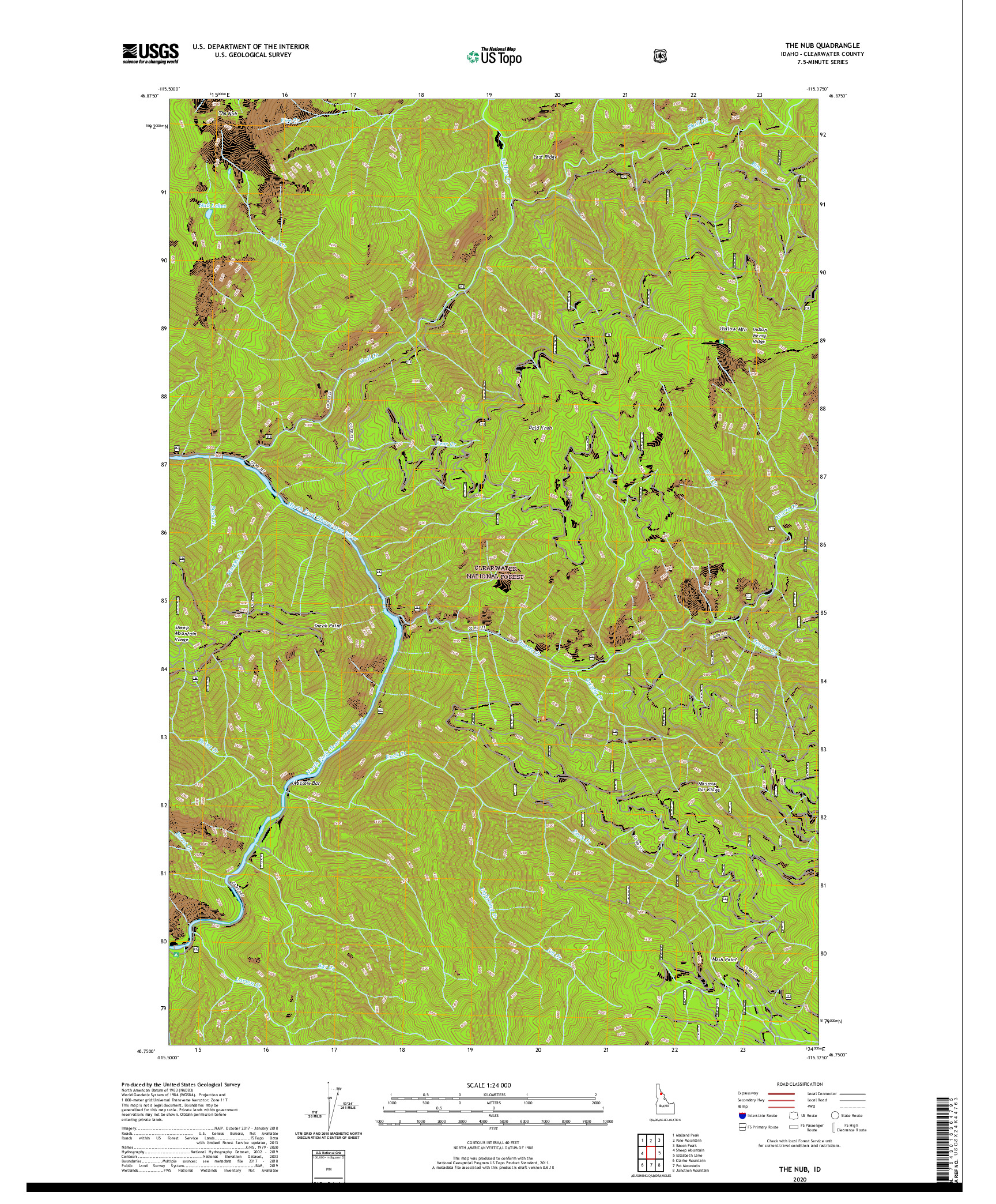 USGS US TOPO 7.5-MINUTE MAP FOR THE NUB, ID 2020