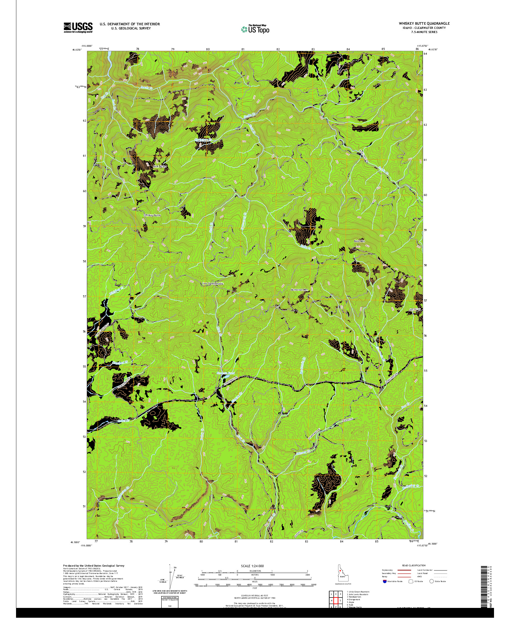 USGS US TOPO 7.5-MINUTE MAP FOR WHISKEY BUTTE, ID 2020