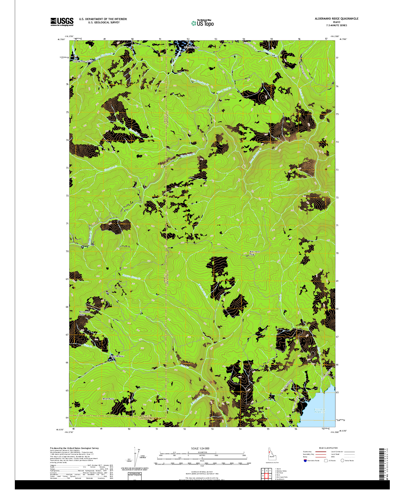 USGS US TOPO 7.5-MINUTE MAP FOR ALDERMAND RIDGE, ID 2020