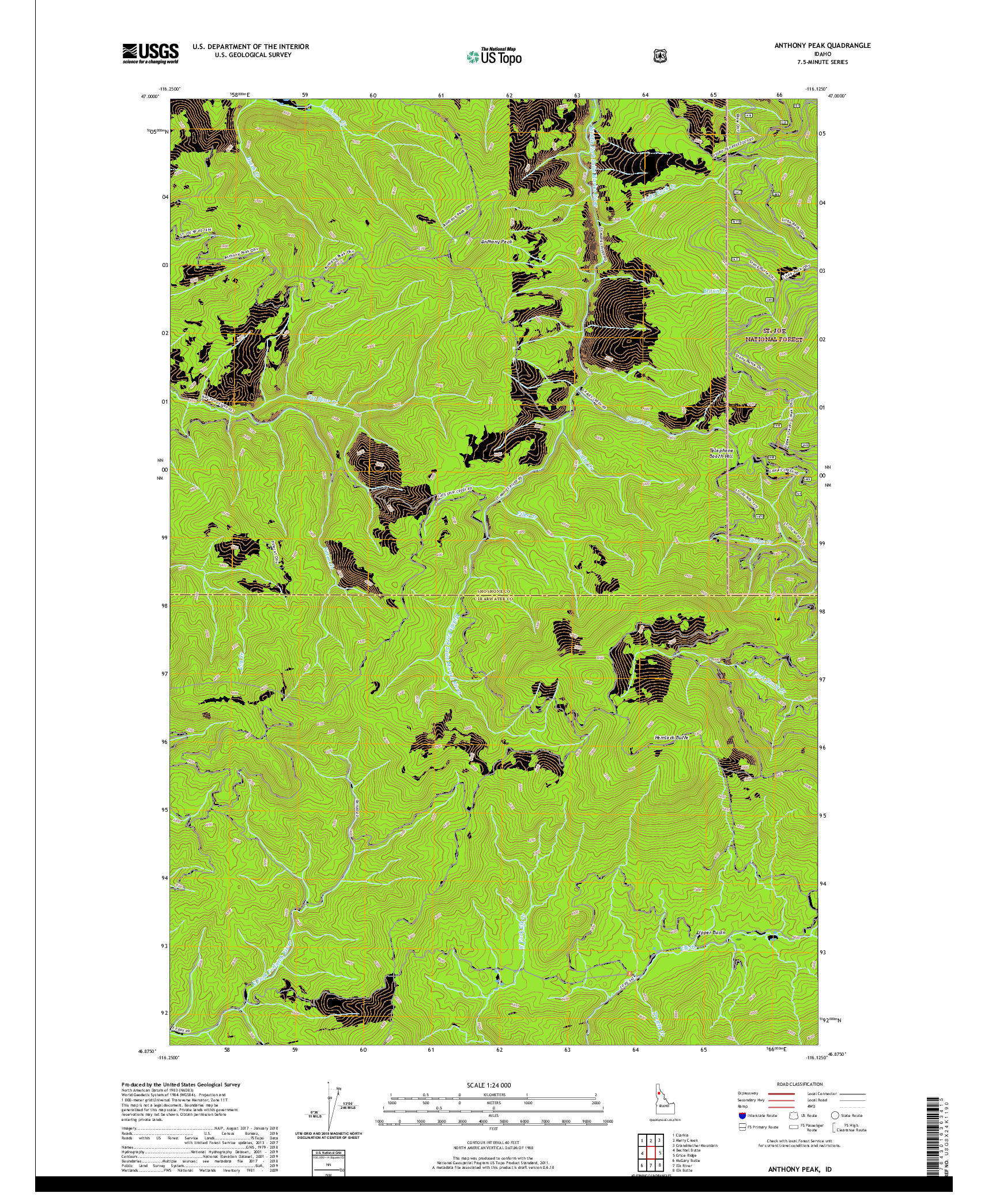 USGS US TOPO 7.5-MINUTE MAP FOR ANTHONY PEAK, ID 2020