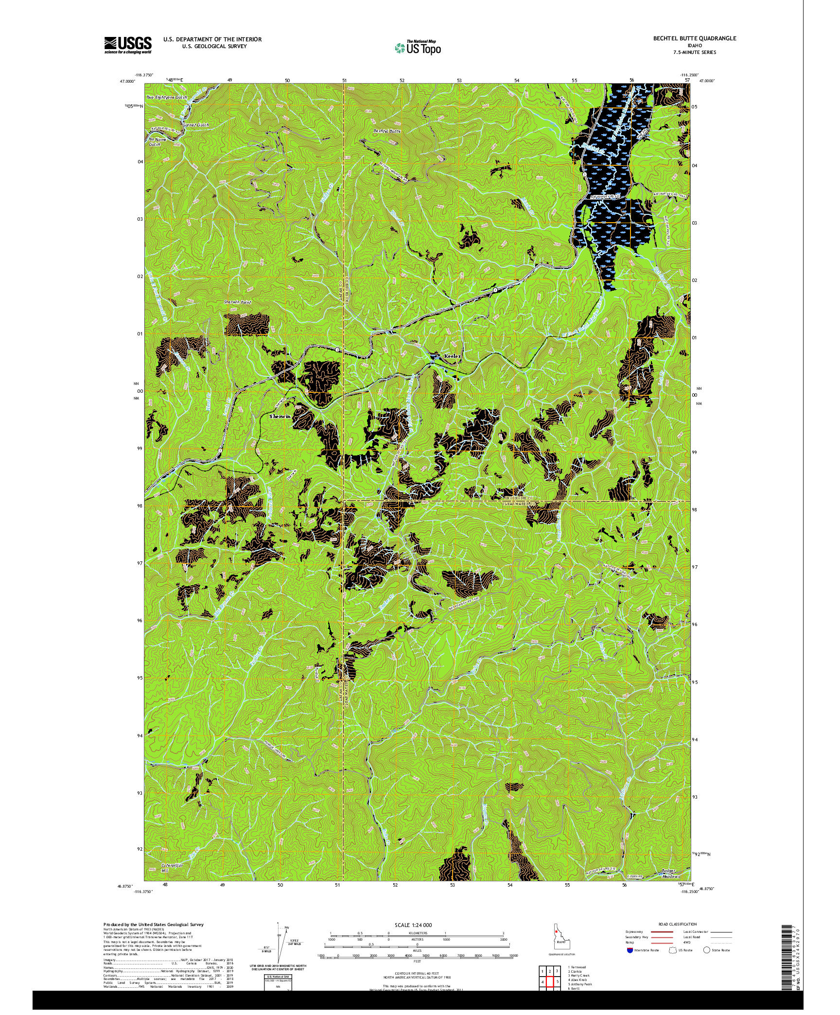 USGS US TOPO 7.5-MINUTE MAP FOR BECHTEL BUTTE, ID 2020