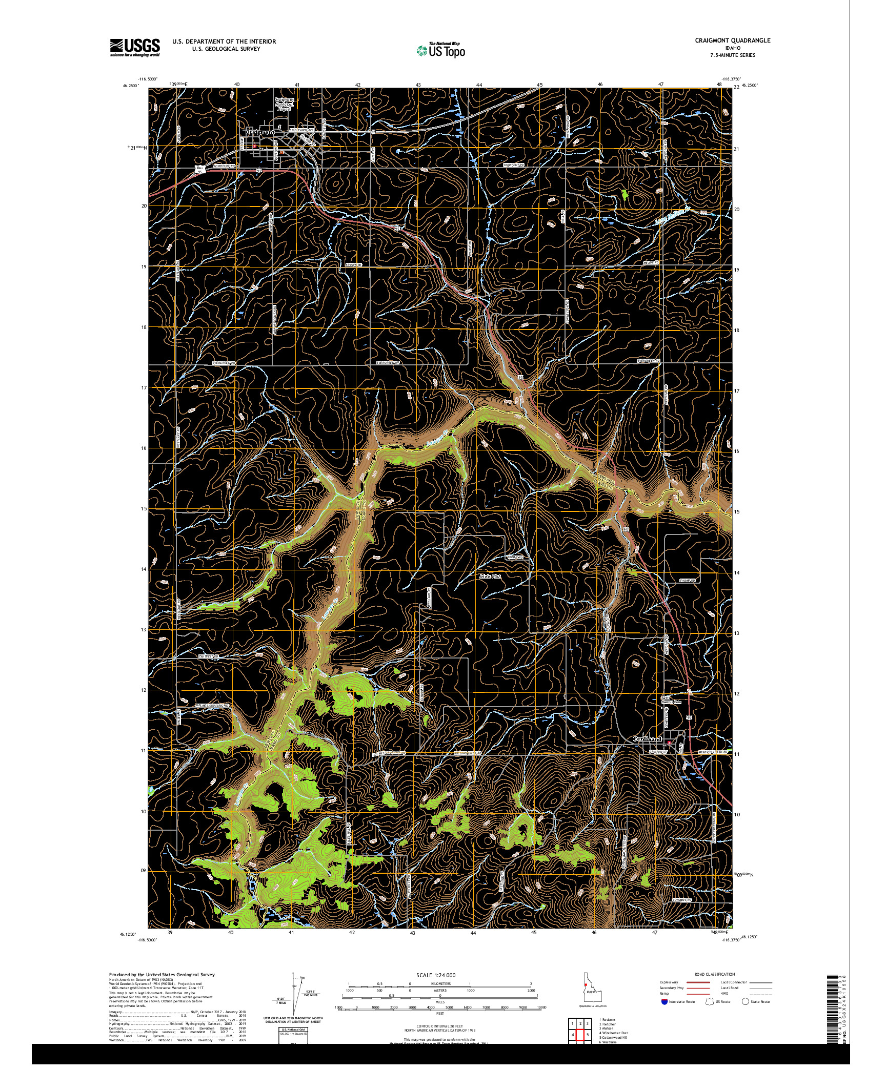 USGS US TOPO 7.5-MINUTE MAP FOR CRAIGMONT, ID 2020