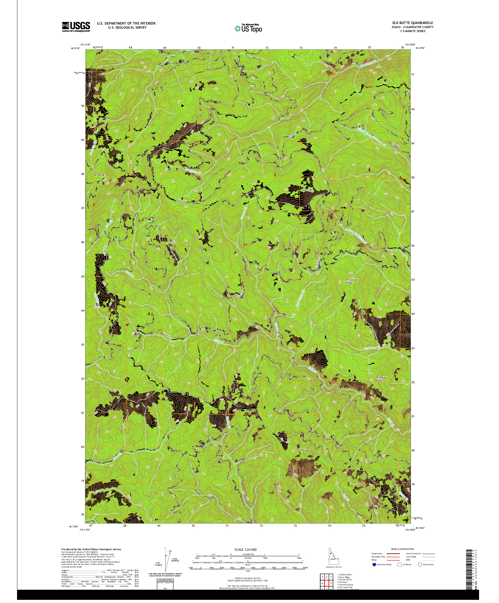 USGS US TOPO 7.5-MINUTE MAP FOR ELK BUTTE, ID 2020