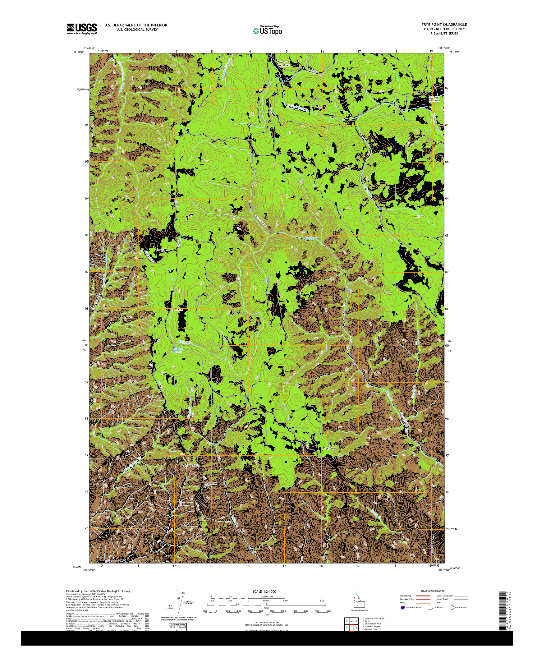 USGS US TOPO 7.5-MINUTE MAP FOR FRYE POINT, ID 2020