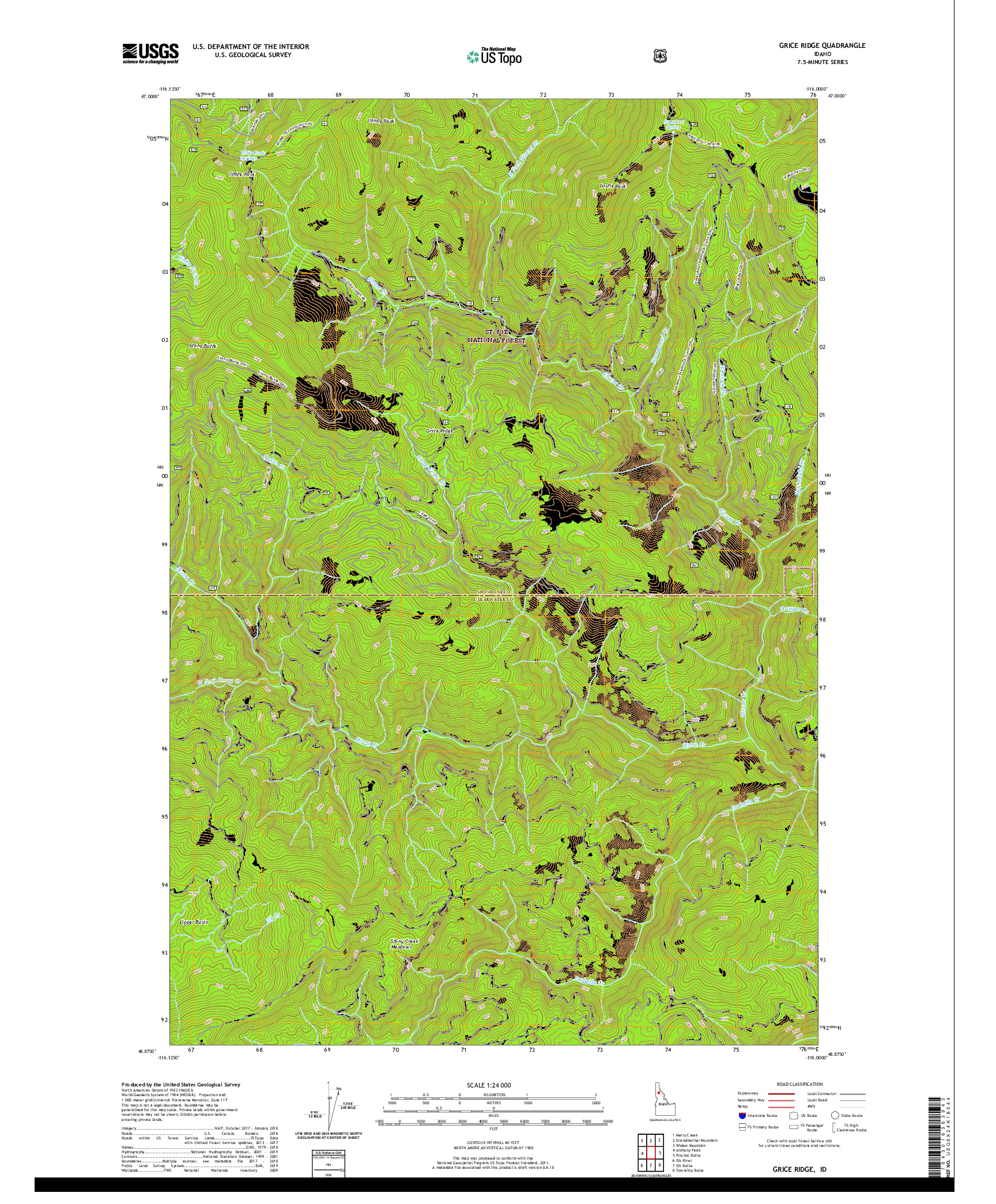 USGS US TOPO 7.5-MINUTE MAP FOR GRICE RIDGE, ID 2020