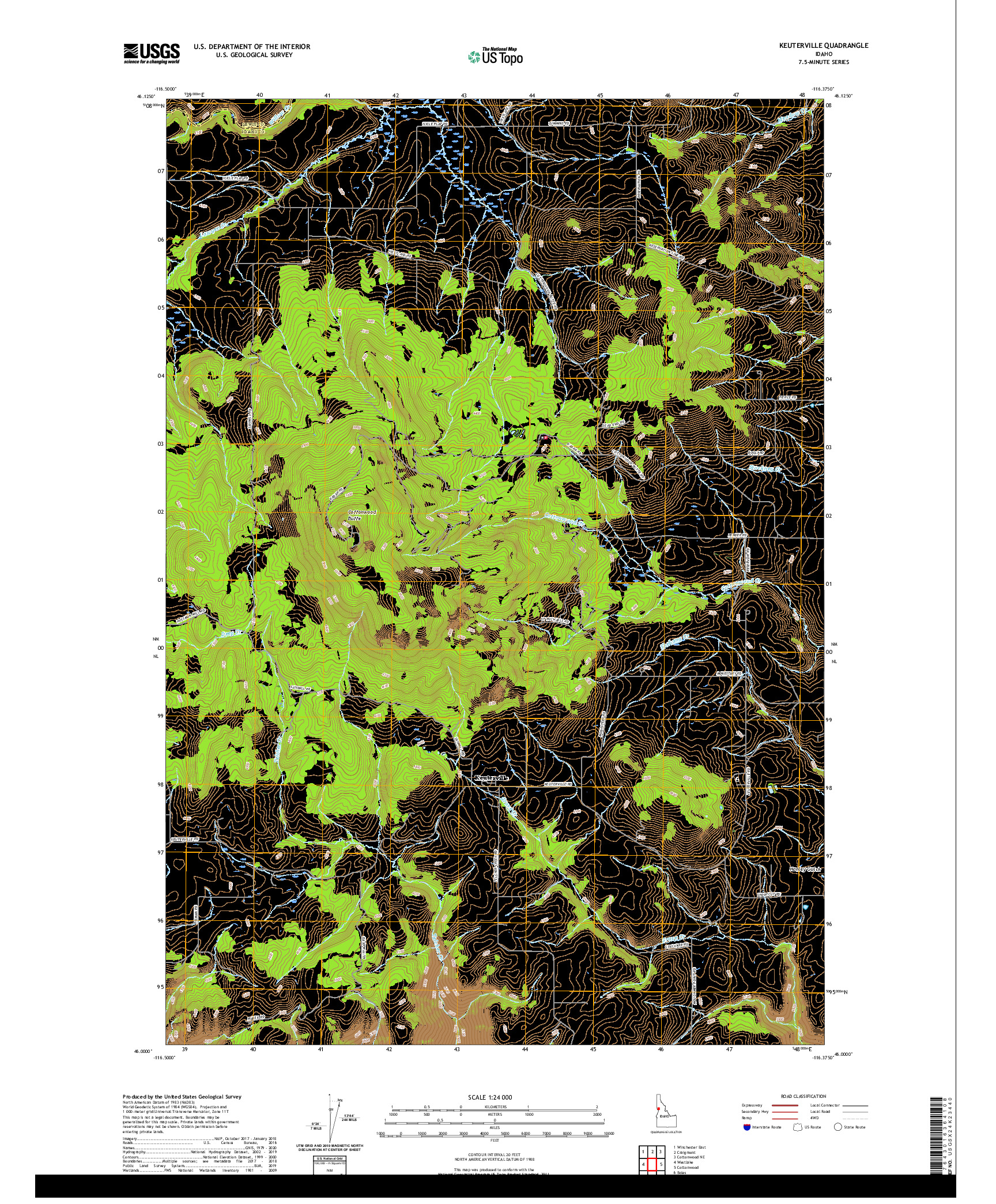 USGS US TOPO 7.5-MINUTE MAP FOR KEUTERVILLE, ID 2020