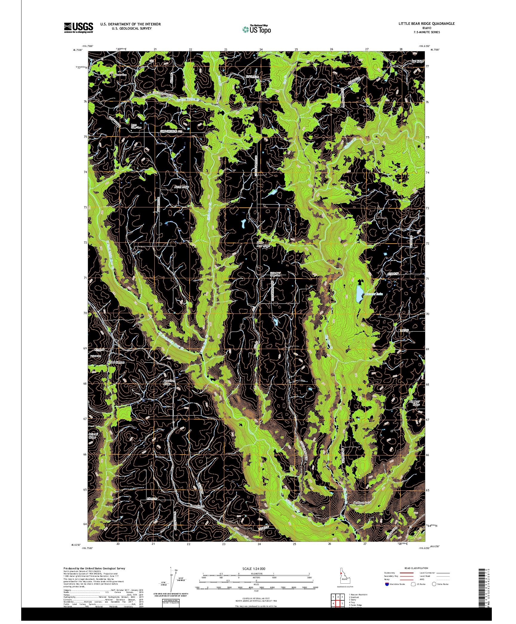 USGS US TOPO 7.5-MINUTE MAP FOR LITTLE BEAR RIDGE, ID 2020