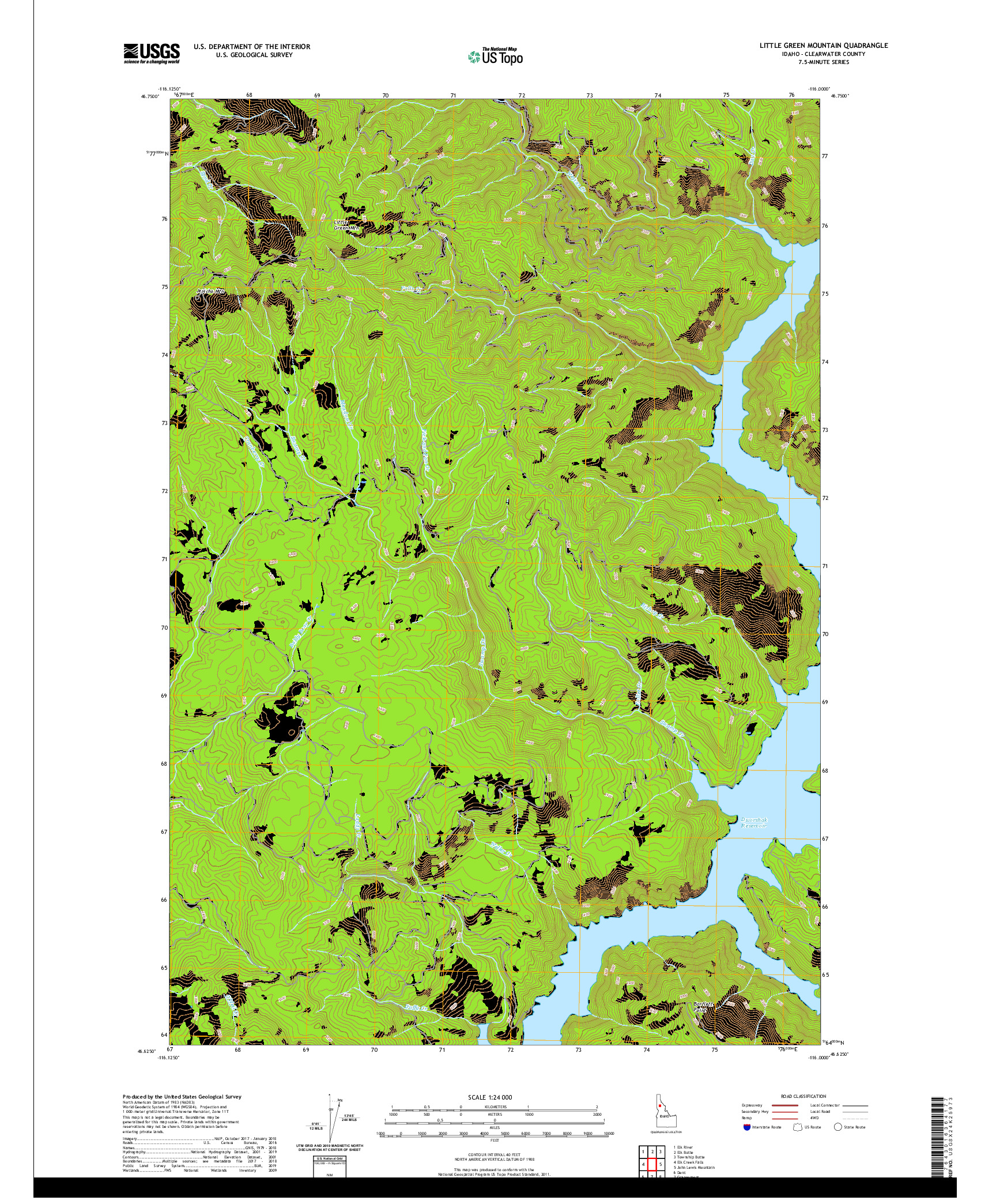 USGS US TOPO 7.5-MINUTE MAP FOR LITTLE GREEN MOUNTAIN, ID 2020