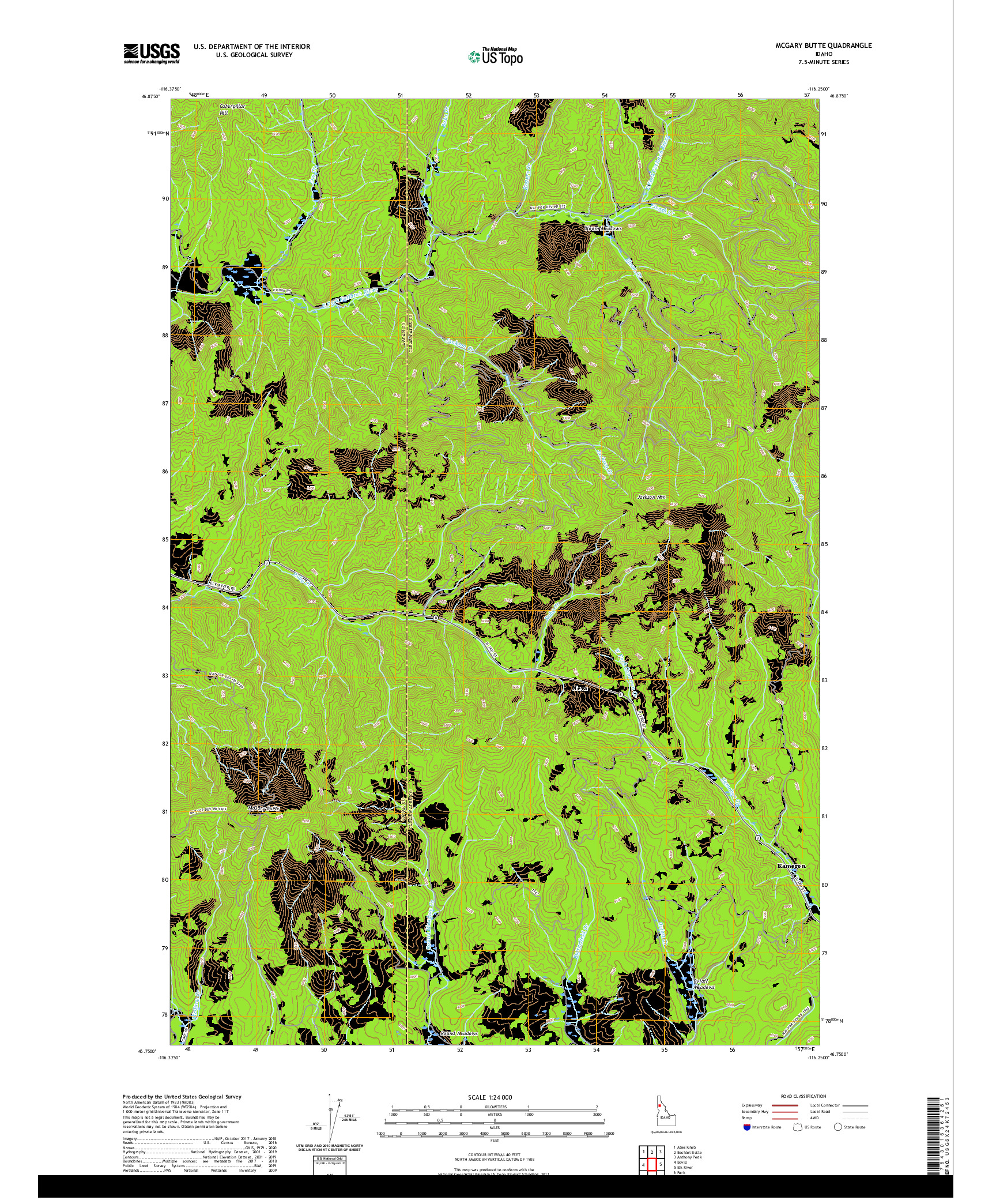 USGS US TOPO 7.5-MINUTE MAP FOR MCGARY BUTTE, ID 2020