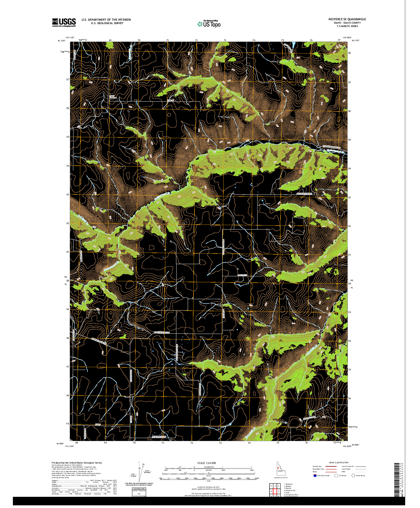 USGS US TOPO 7.5-MINUTE MAP FOR NEZPERCE SE, ID 2020