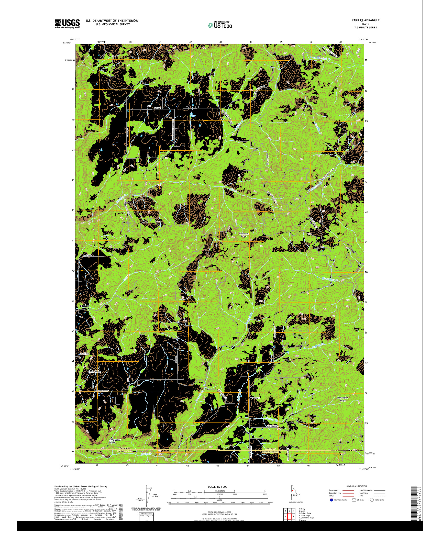 USGS US TOPO 7.5-MINUTE MAP FOR PARK, ID 2020