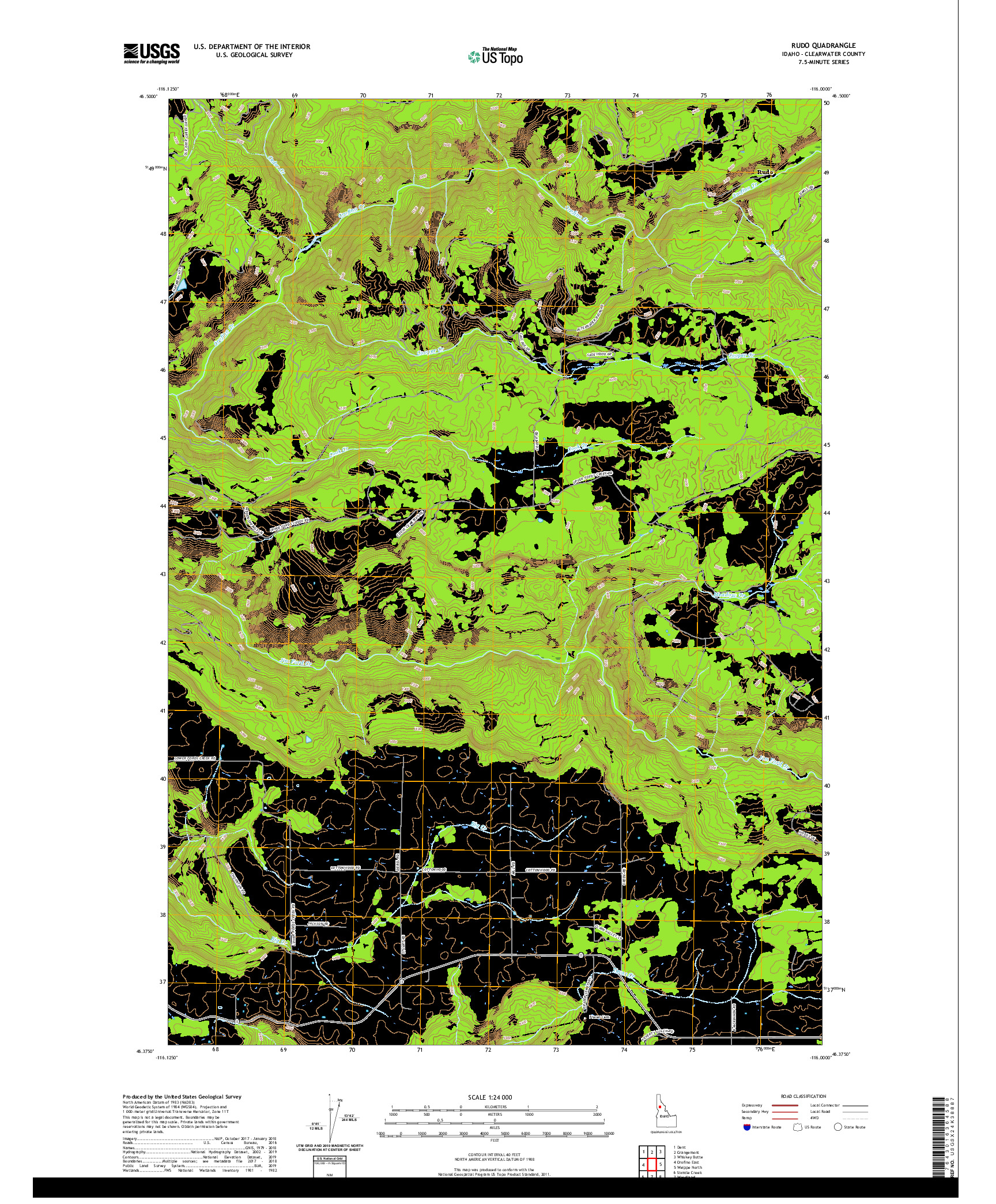 USGS US TOPO 7.5-MINUTE MAP FOR RUDO, ID 2020