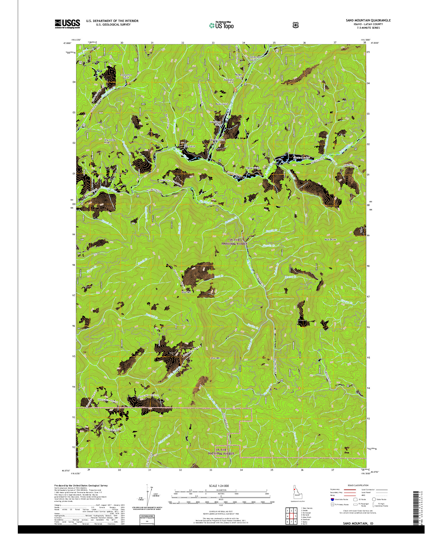 USGS US TOPO 7.5-MINUTE MAP FOR SAND MOUNTAIN, ID 2020