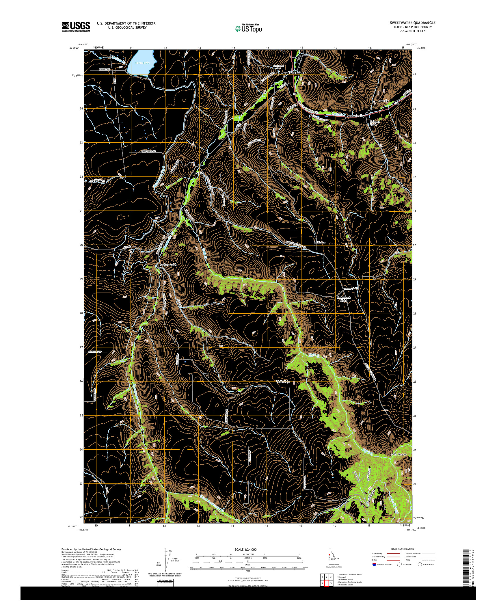 USGS US TOPO 7.5-MINUTE MAP FOR SWEETWATER, ID 2020
