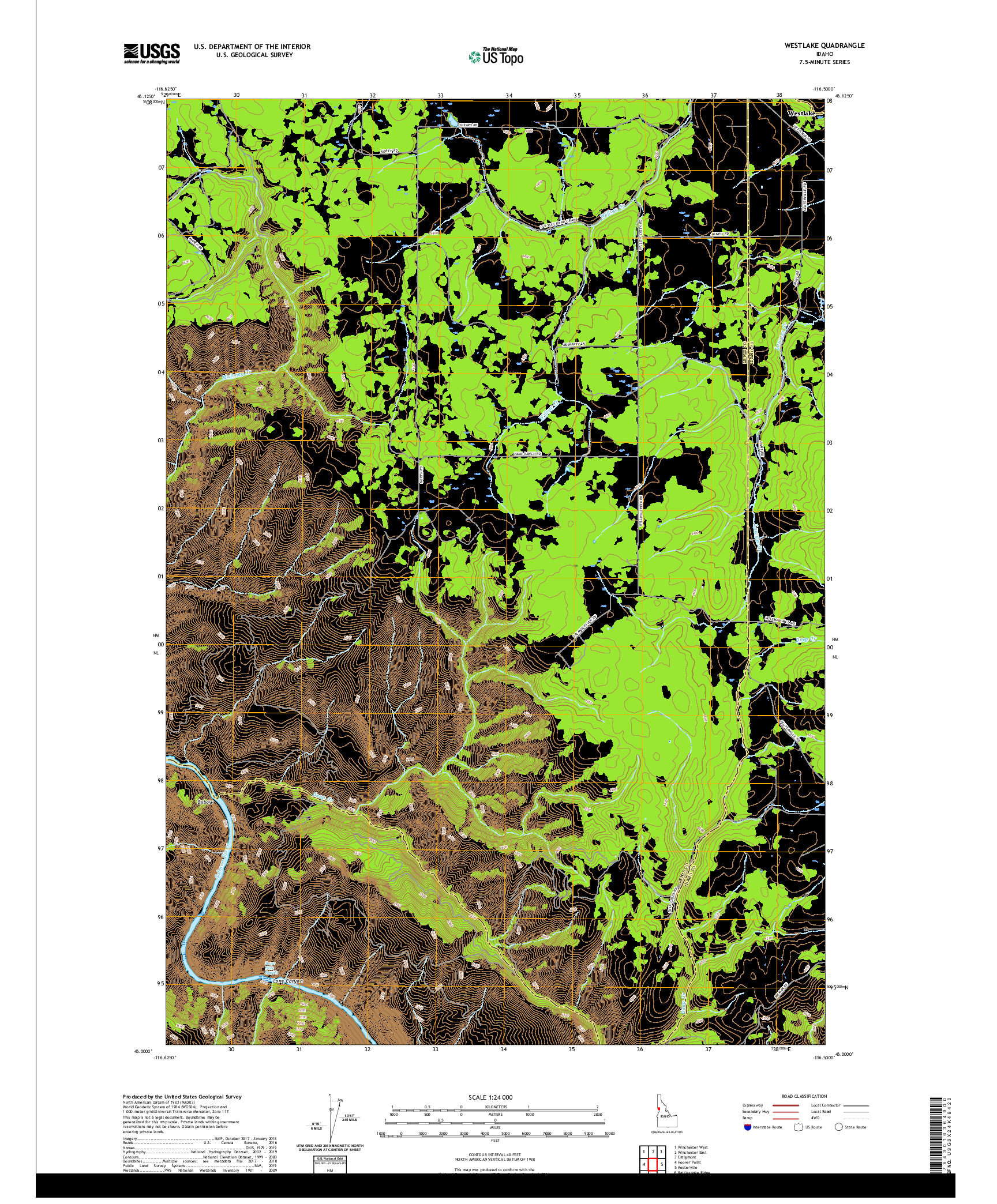 USGS US TOPO 7.5-MINUTE MAP FOR WESTLAKE, ID 2020