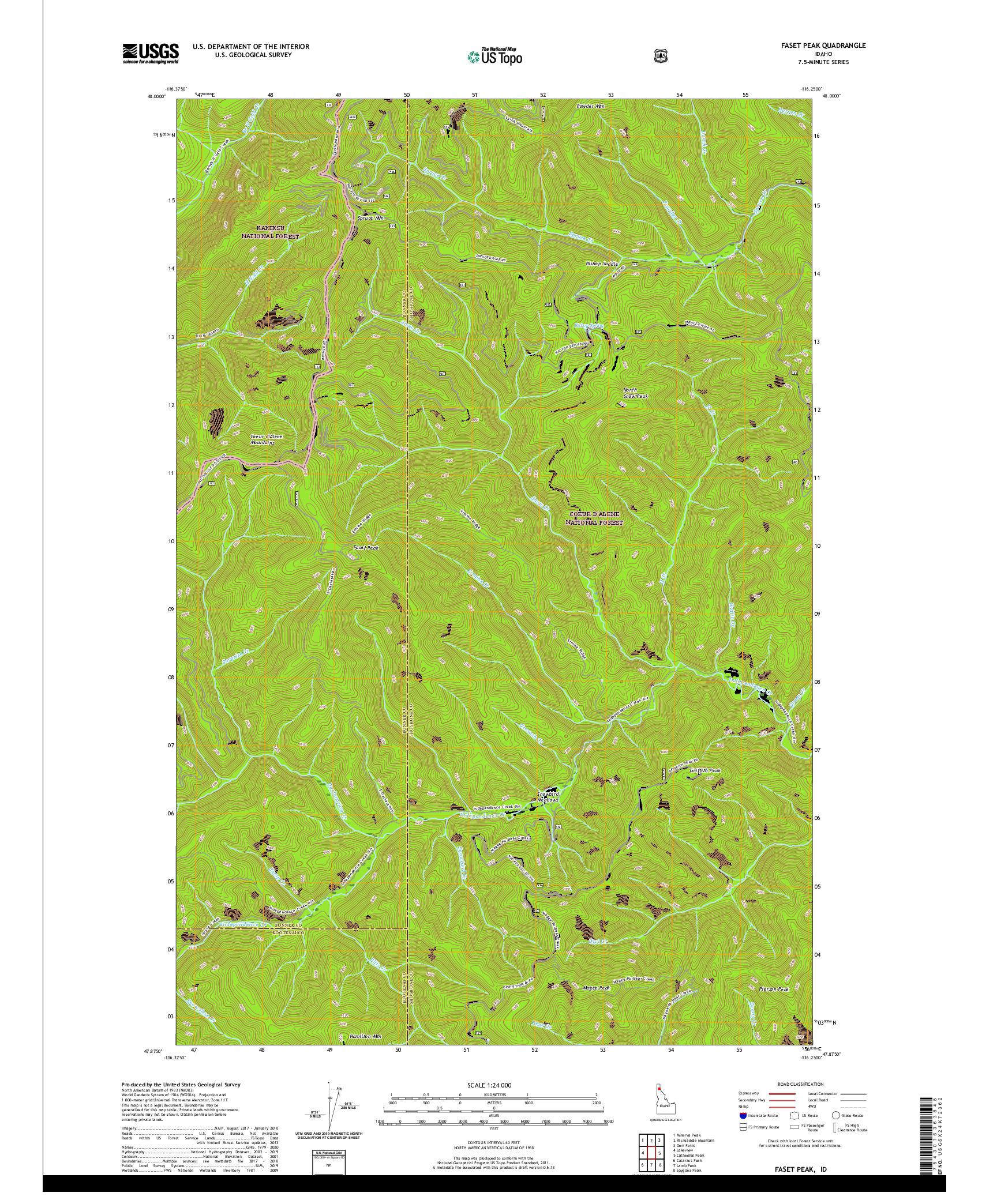 USGS US TOPO 7.5-MINUTE MAP FOR FASET PEAK, ID 2020