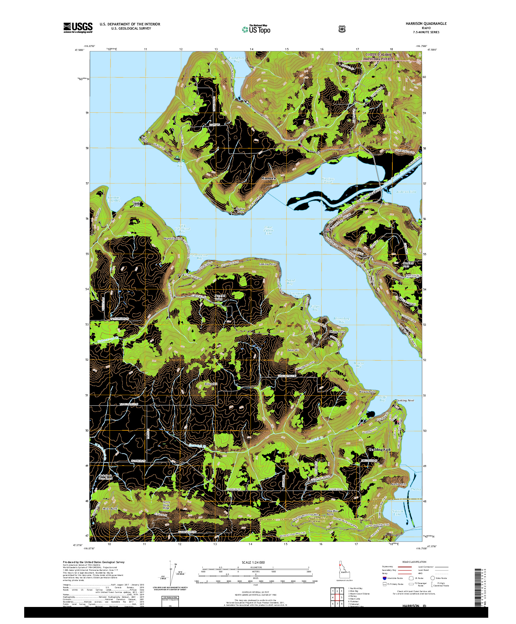 USGS US TOPO 7.5-MINUTE MAP FOR HARRISON, ID 2020