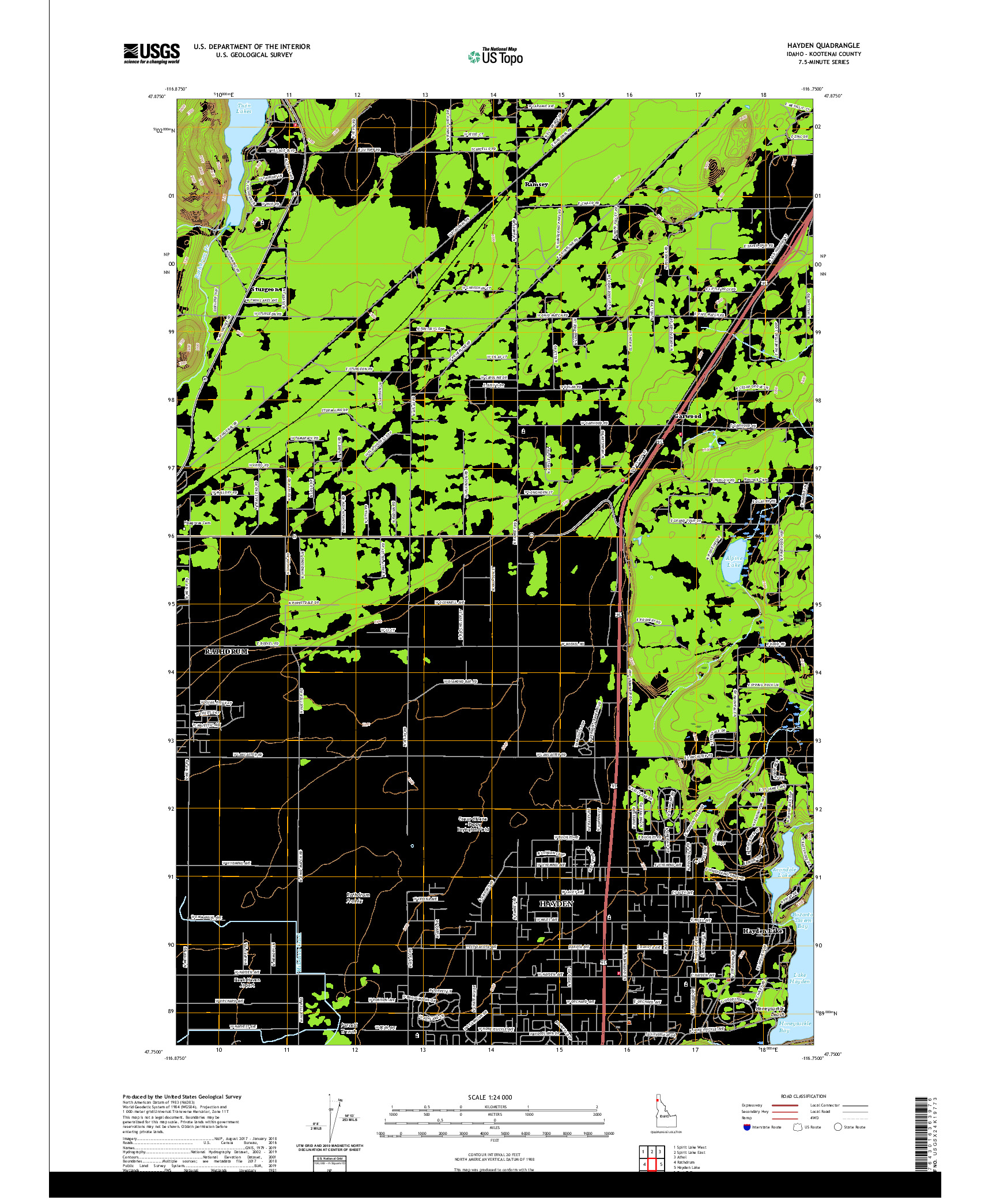 USGS US TOPO 7.5-MINUTE MAP FOR HAYDEN, ID 2020