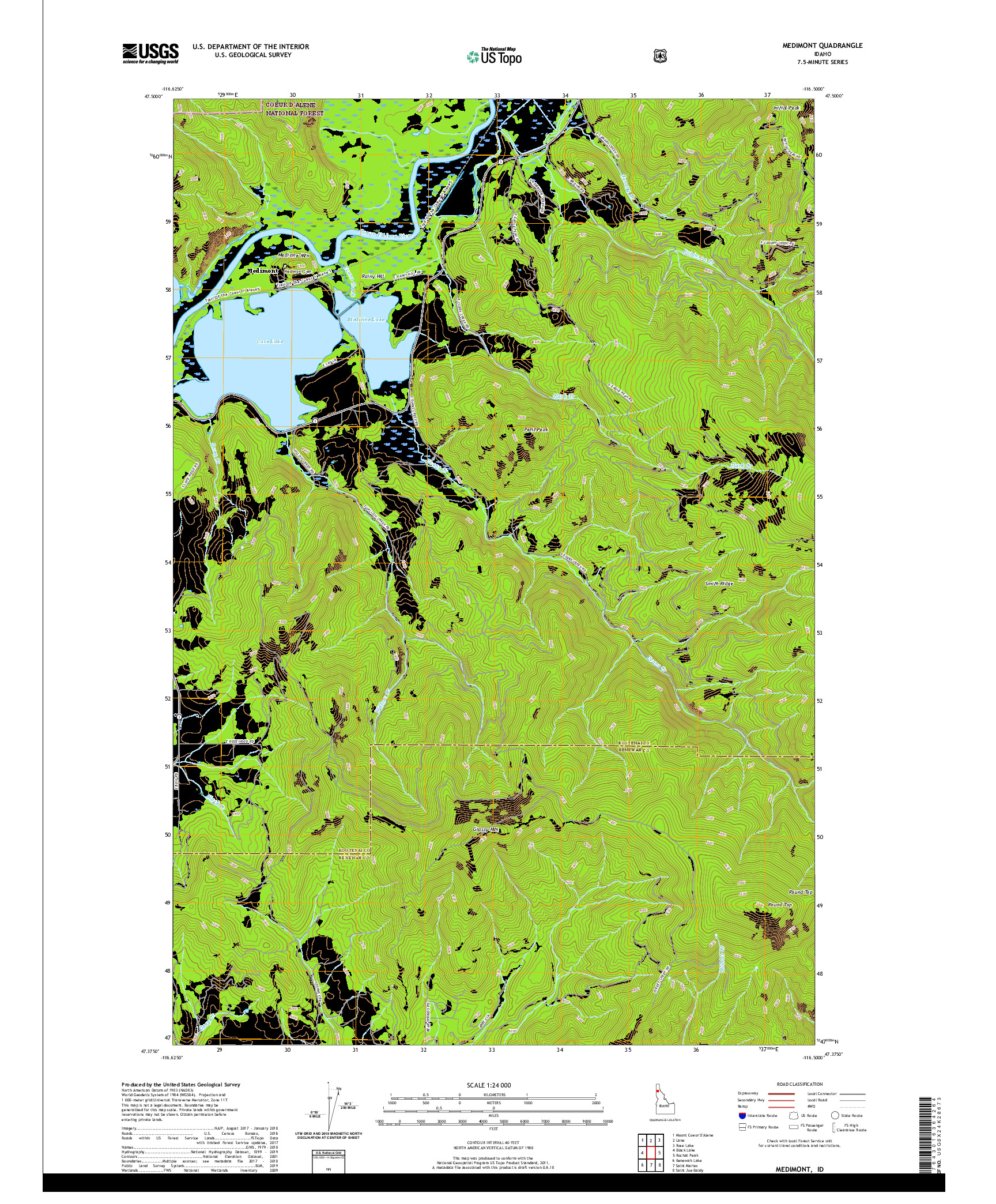USGS US TOPO 7.5-MINUTE MAP FOR MEDIMONT, ID 2020