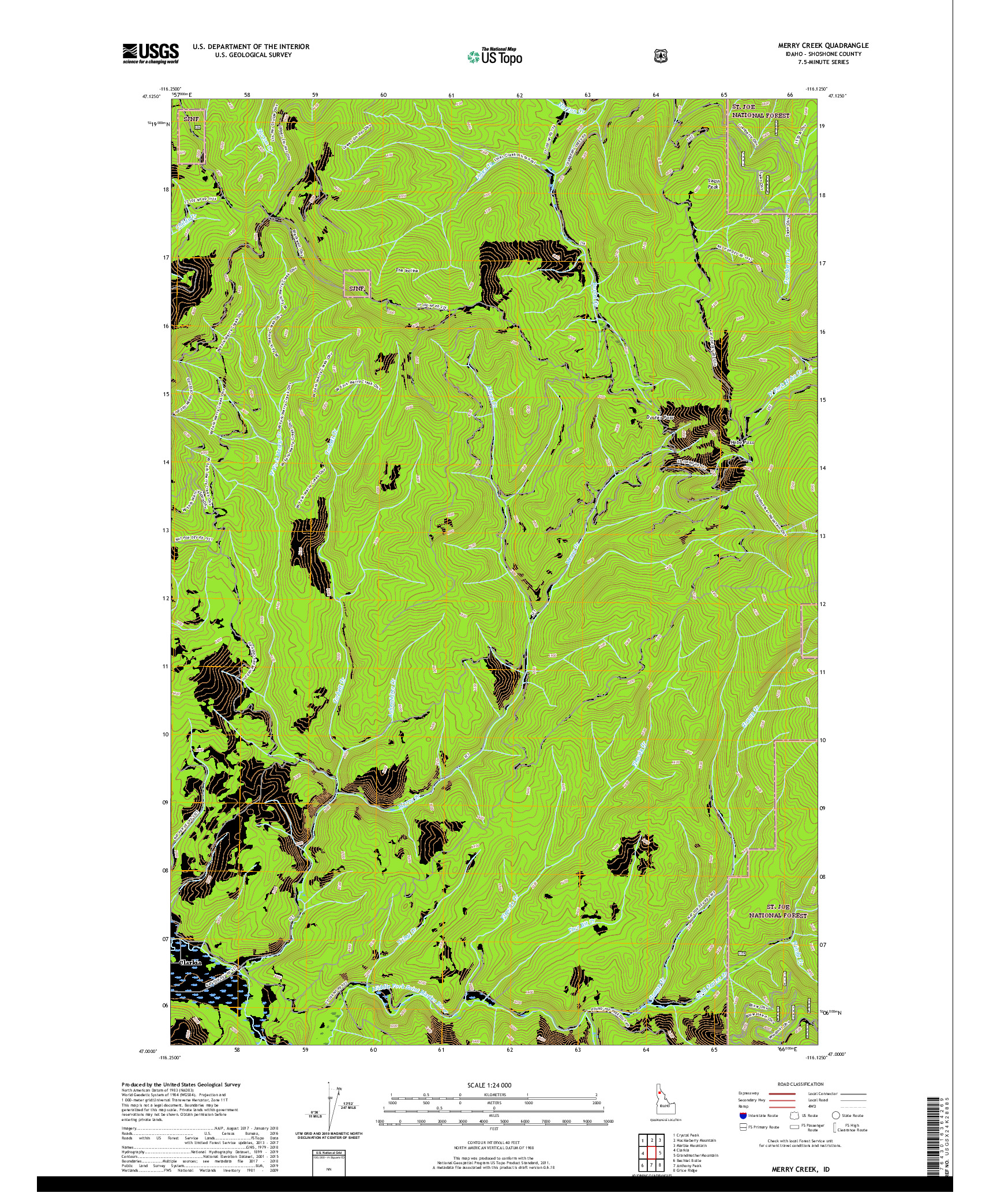 USGS US TOPO 7.5-MINUTE MAP FOR MERRY CREEK, ID 2020
