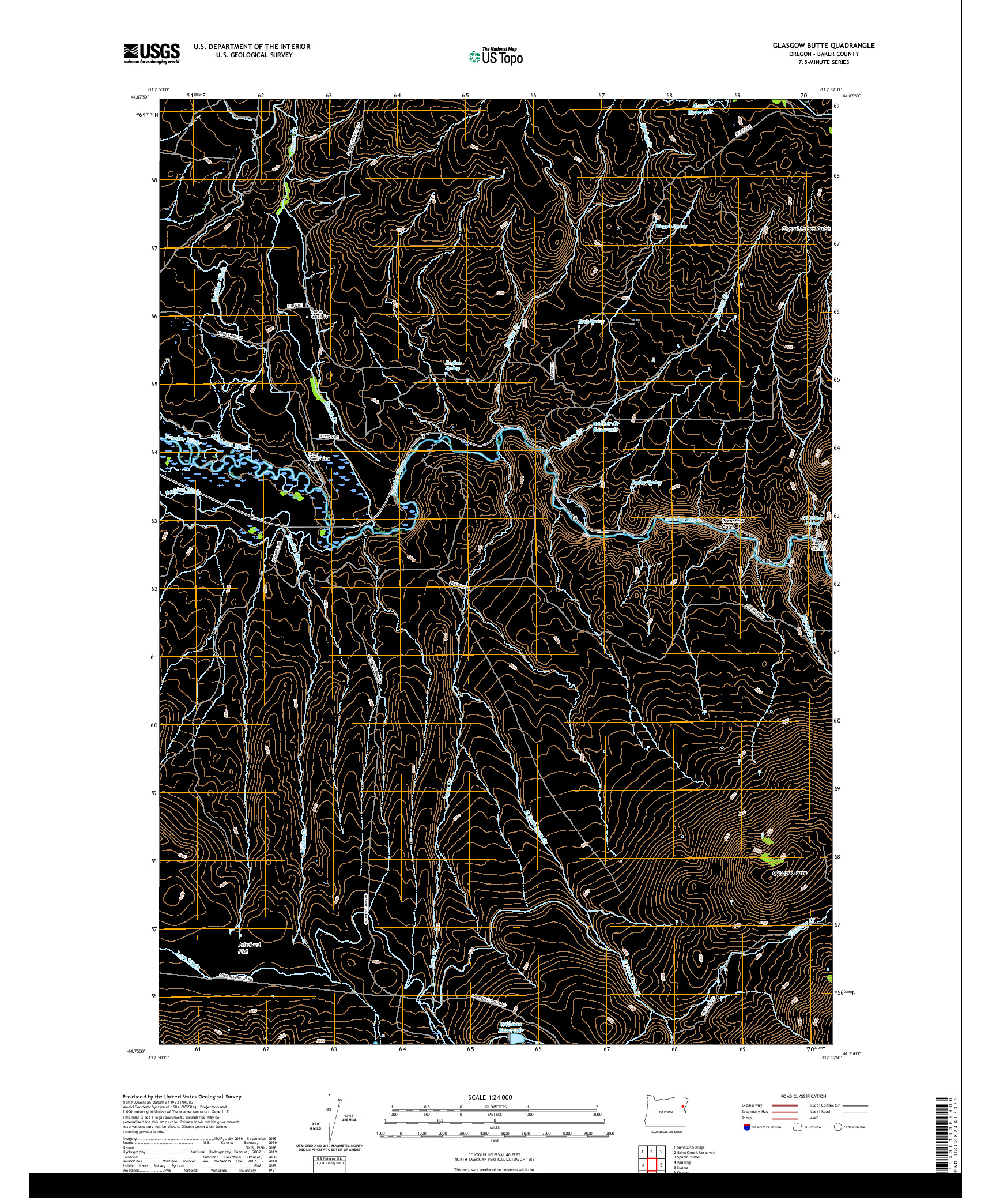USGS US TOPO 7.5-MINUTE MAP FOR GLASGOW BUTTE, OR 2020