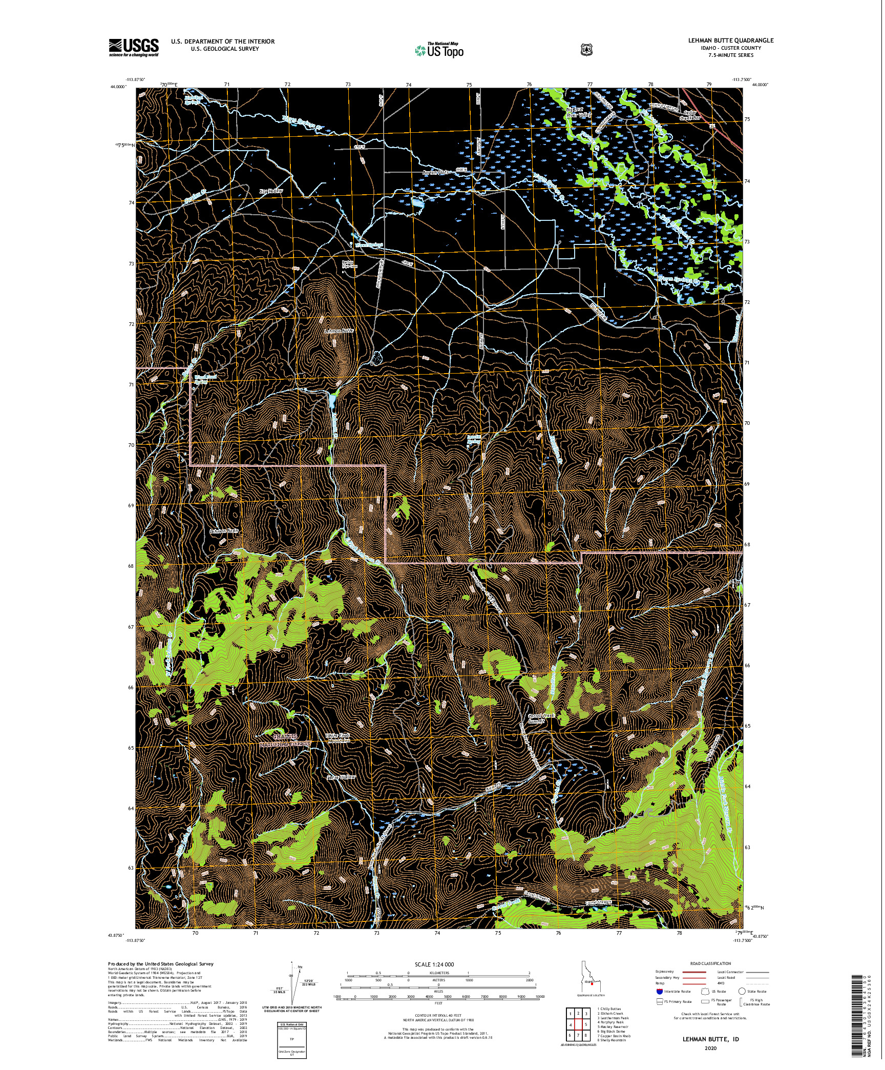 USGS US TOPO 7.5-MINUTE MAP FOR LEHMAN BUTTE, ID 2020