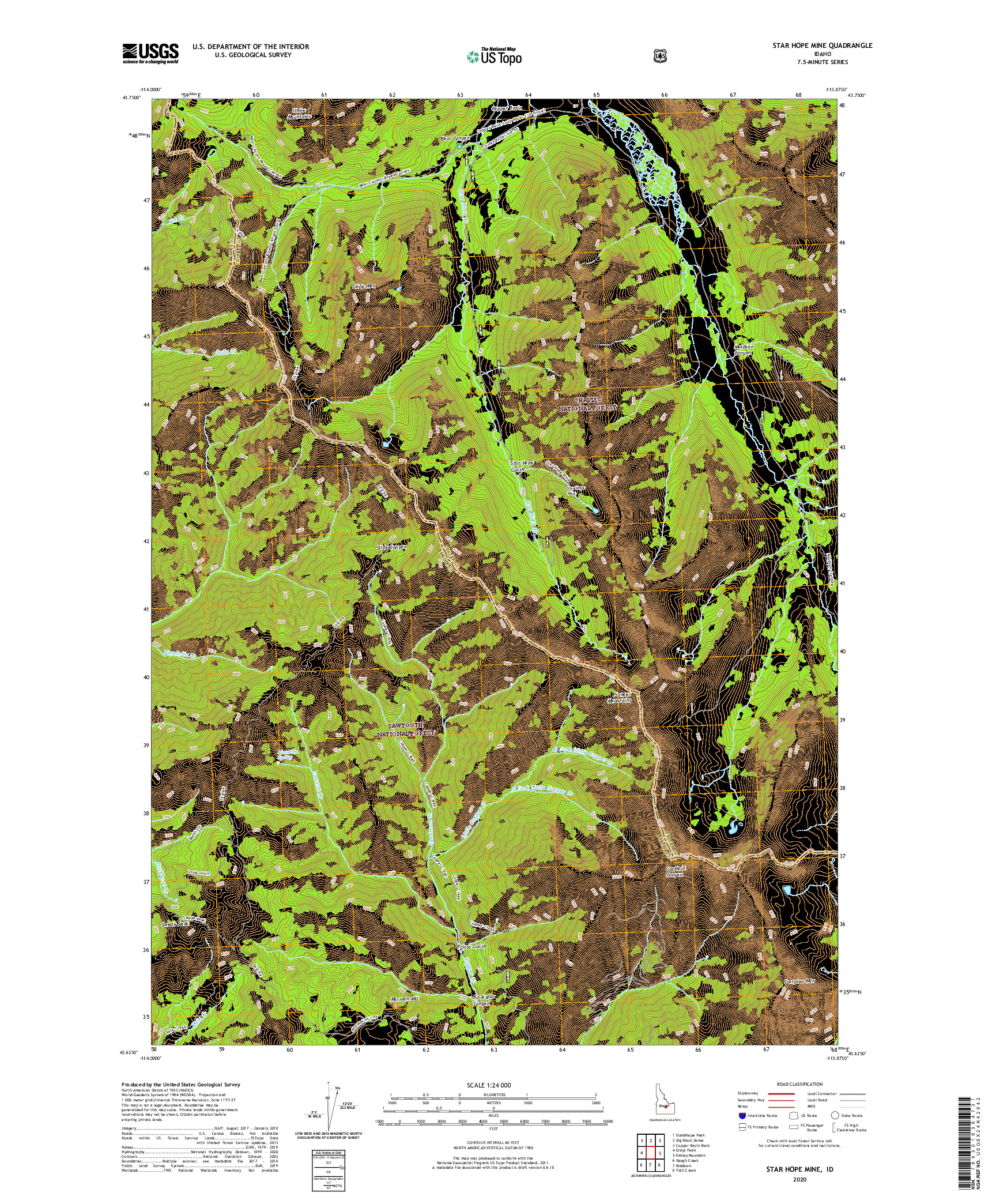 USGS US TOPO 7.5-MINUTE MAP FOR STAR HOPE MINE, ID 2020