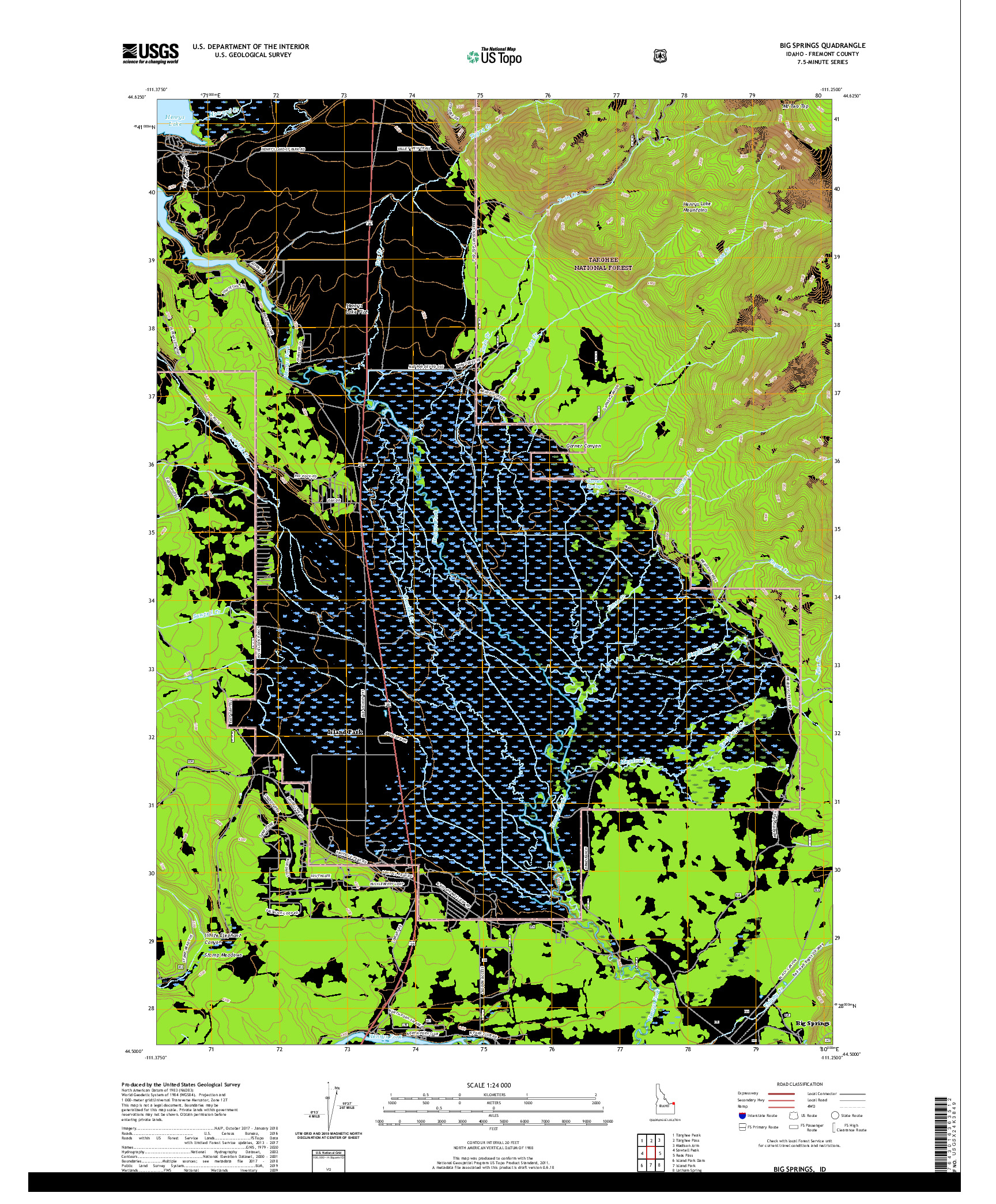 USGS US TOPO 7.5-MINUTE MAP FOR BIG SPRINGS, ID 2020
