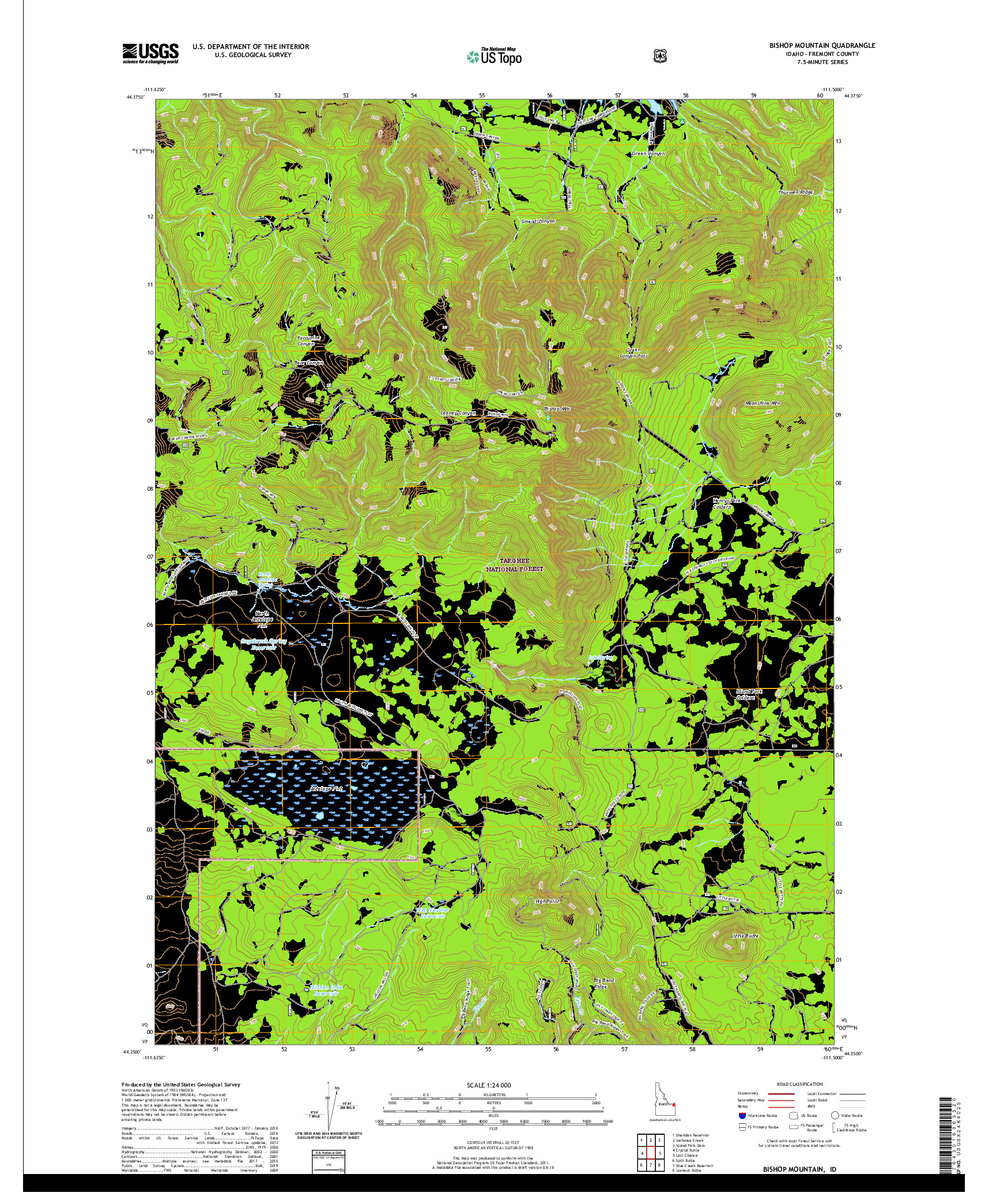 USGS US TOPO 7.5-MINUTE MAP FOR BISHOP MOUNTAIN, ID 2020