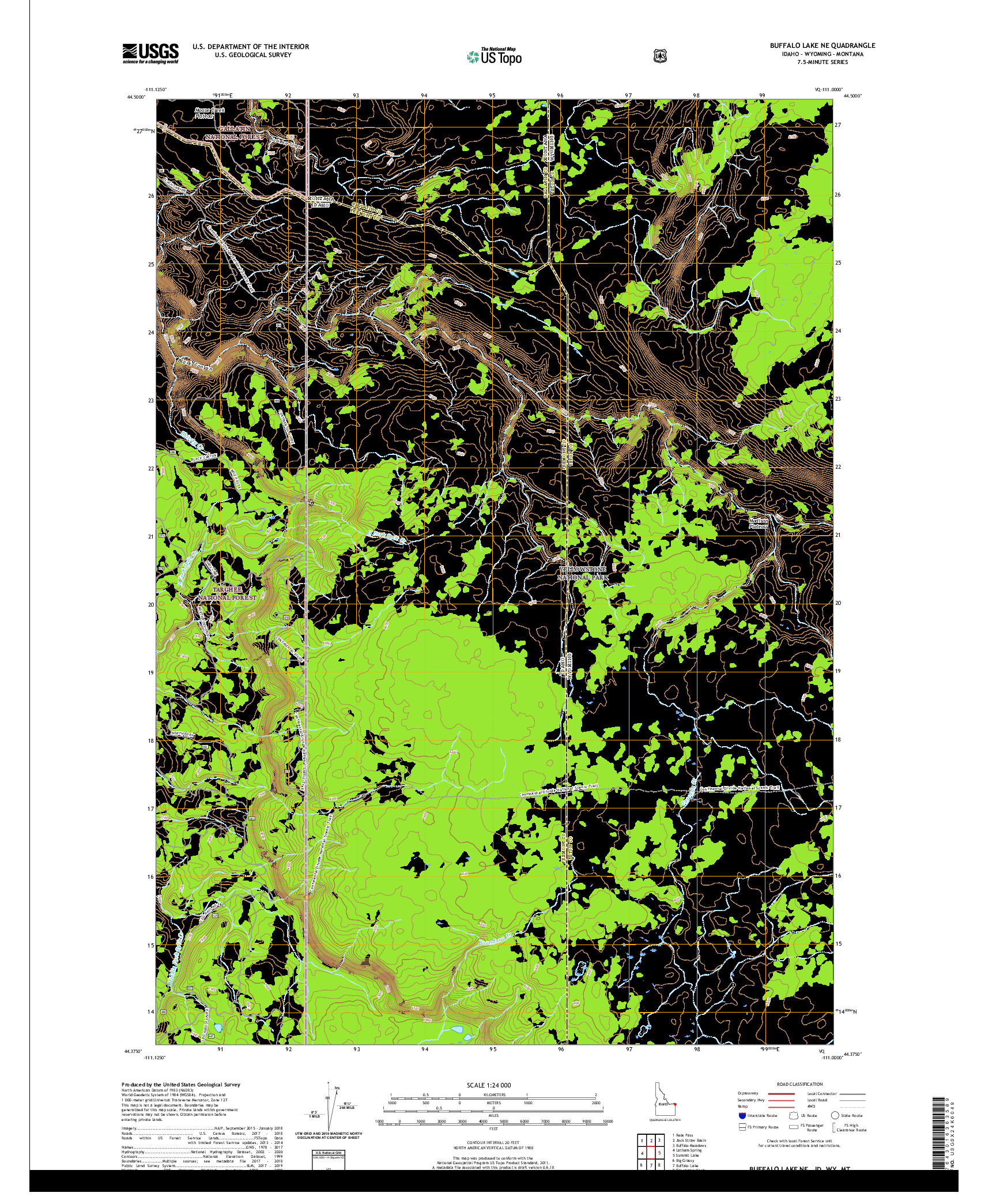 USGS US TOPO 7.5-MINUTE MAP FOR BUFFALO LAKE NE, ID,WY,MT 2020