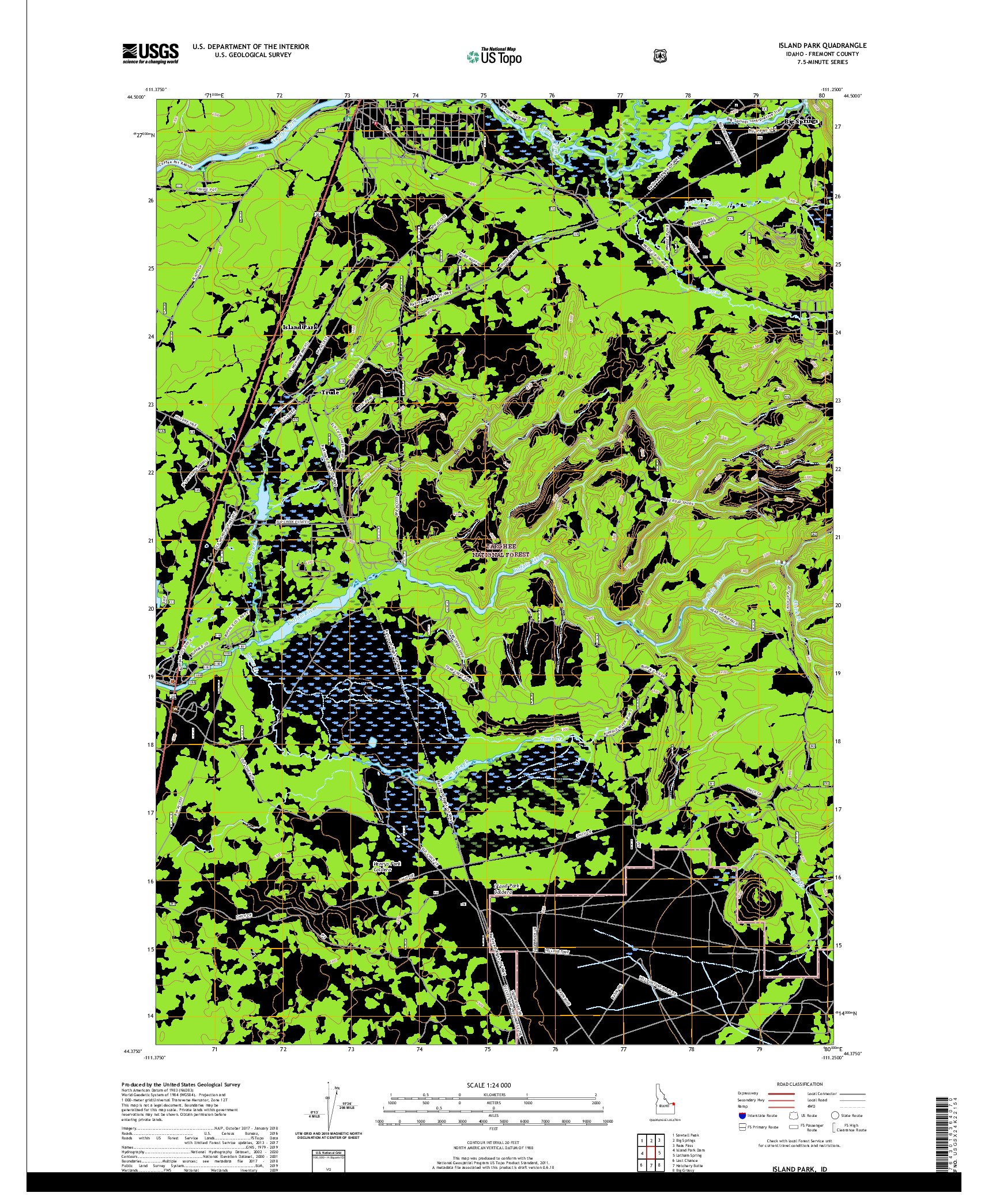 USGS US TOPO 7.5-MINUTE MAP FOR ISLAND PARK, ID 2020