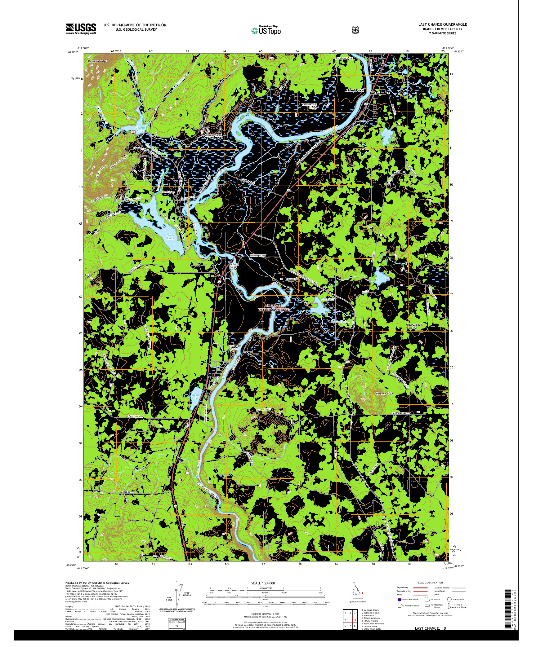 USGS US TOPO 7.5-MINUTE MAP FOR LAST CHANCE, ID 2020