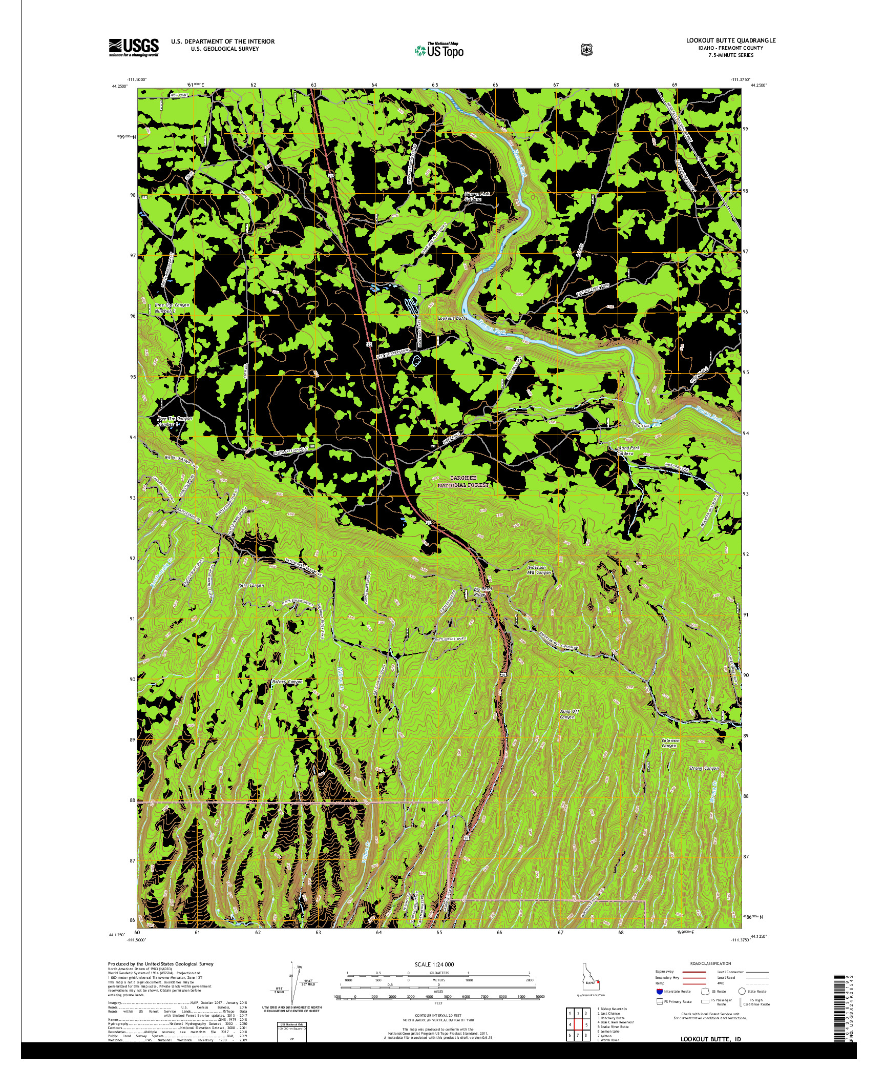 USGS US TOPO 7.5-MINUTE MAP FOR LOOKOUT BUTTE, ID 2020