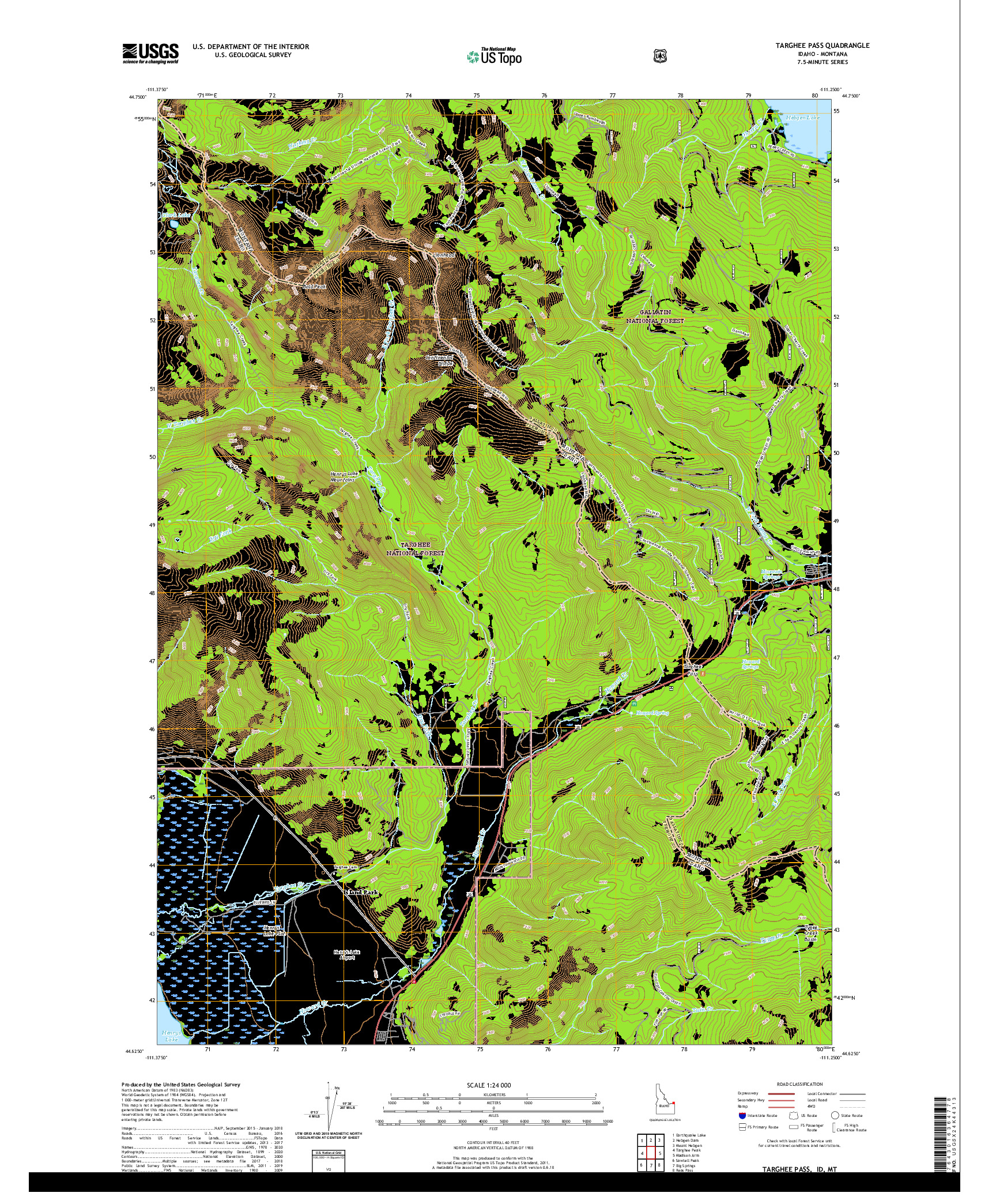USGS US TOPO 7.5-MINUTE MAP FOR TARGHEE PASS, ID,MT 2020