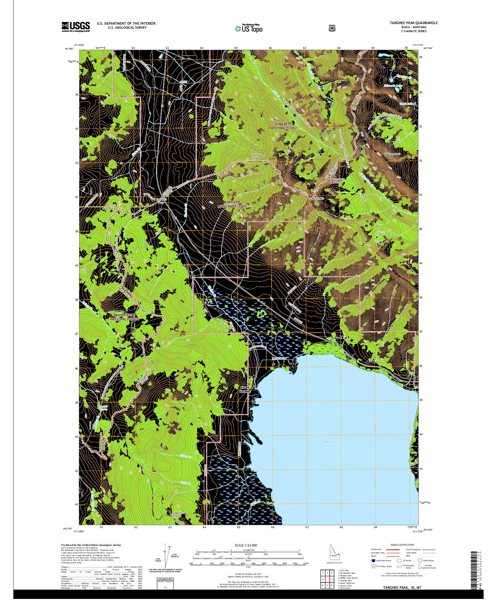 USGS US TOPO 7.5-MINUTE MAP FOR TARGHEE PEAK, ID,MT 2020