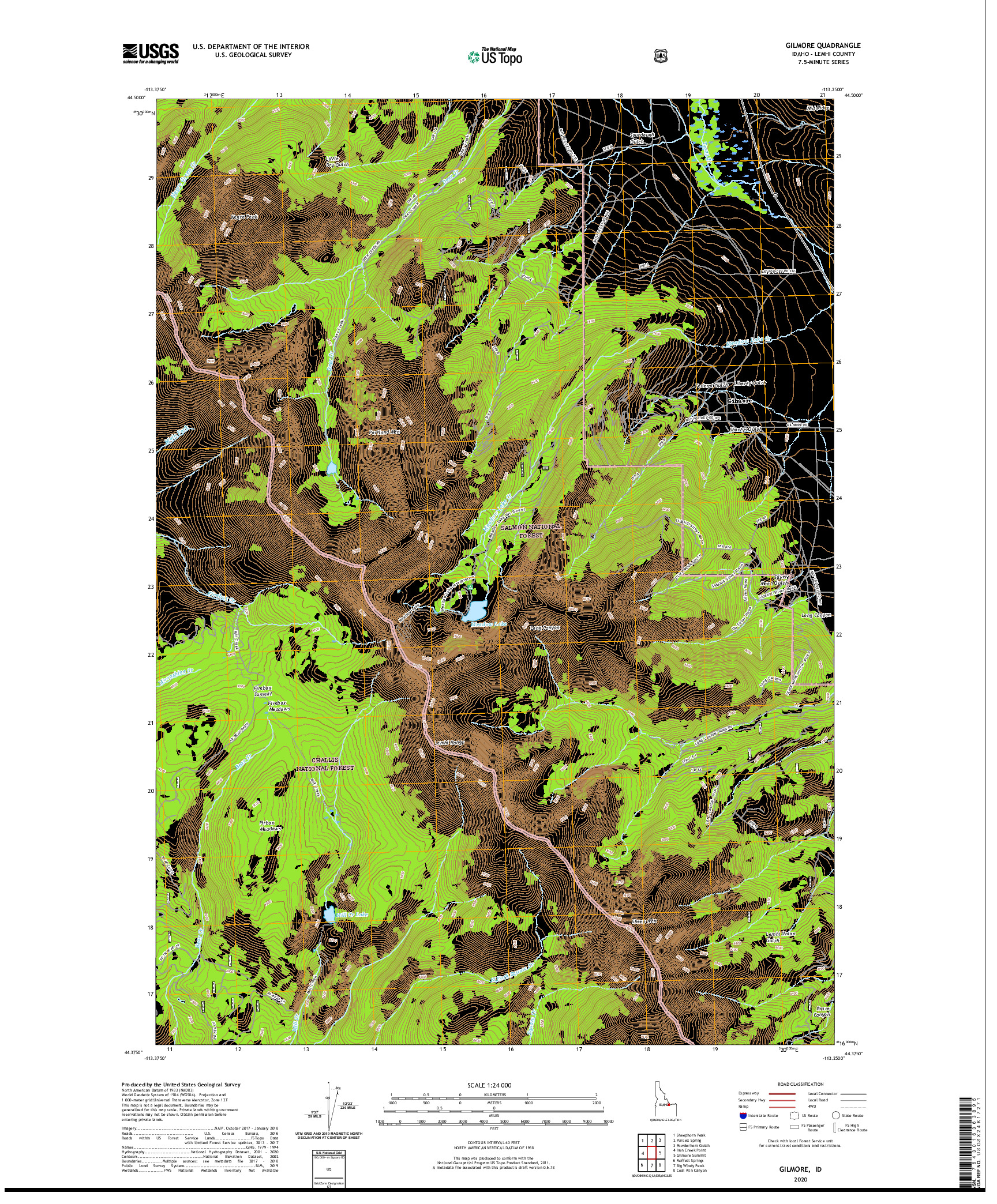 USGS US TOPO 7.5-MINUTE MAP FOR GILMORE, ID 2020