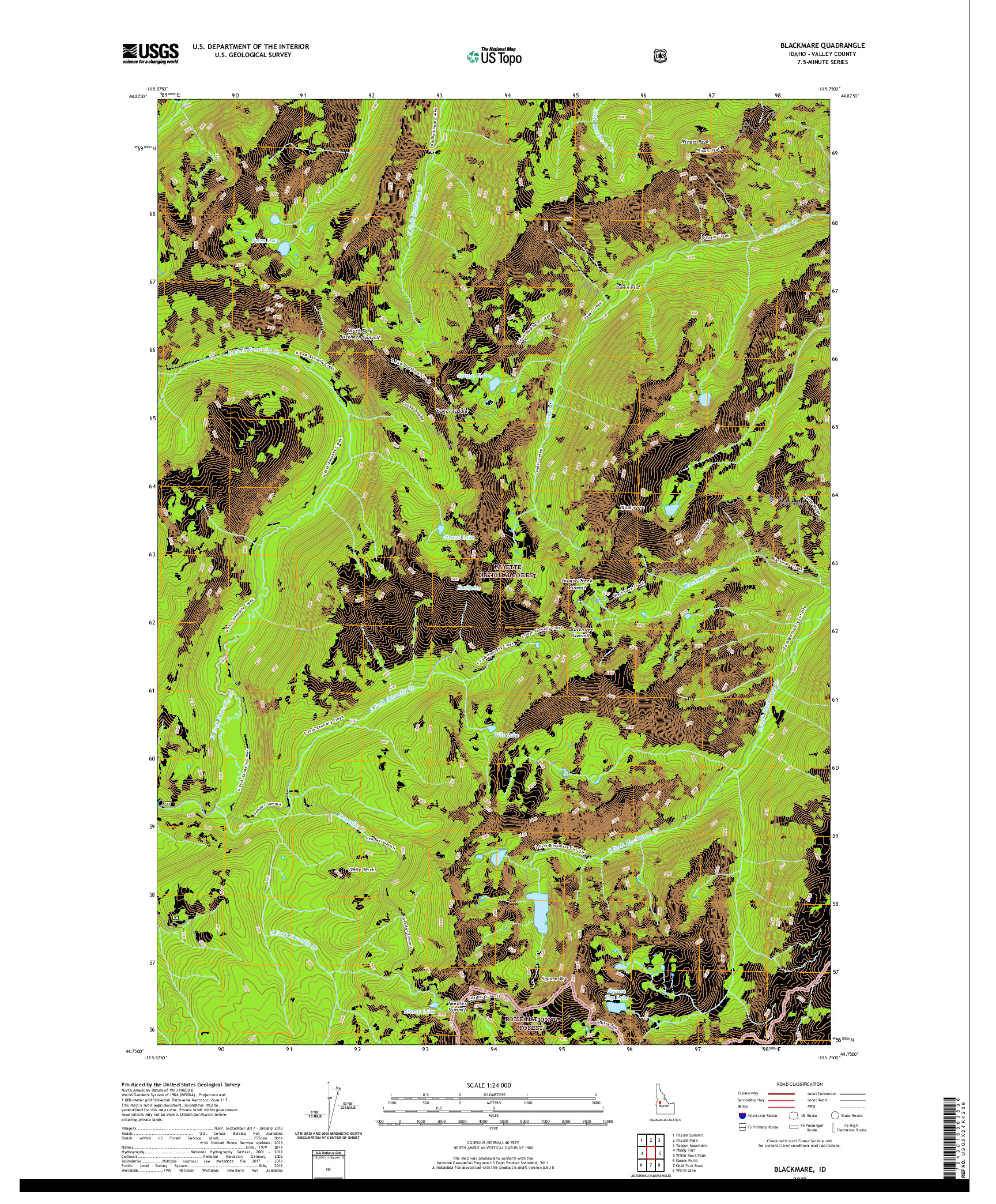 USGS US TOPO 7.5-MINUTE MAP FOR BLACKMARE, ID 2020