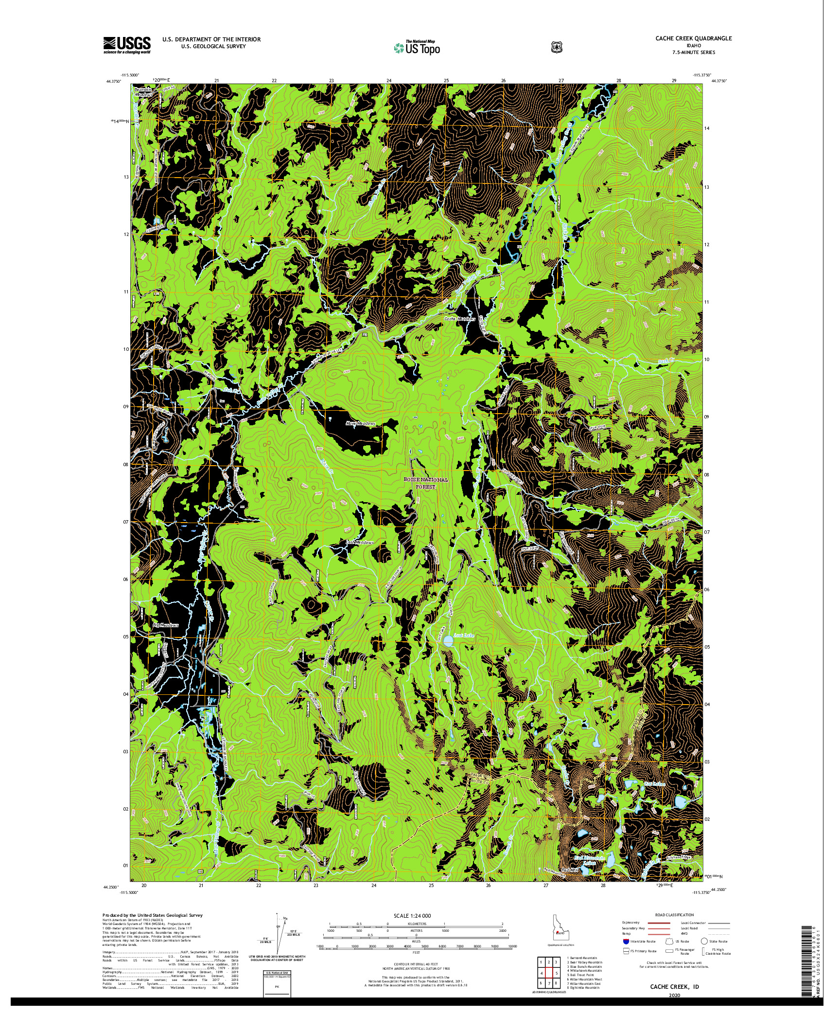 USGS US TOPO 7.5-MINUTE MAP FOR CACHE CREEK, ID 2020