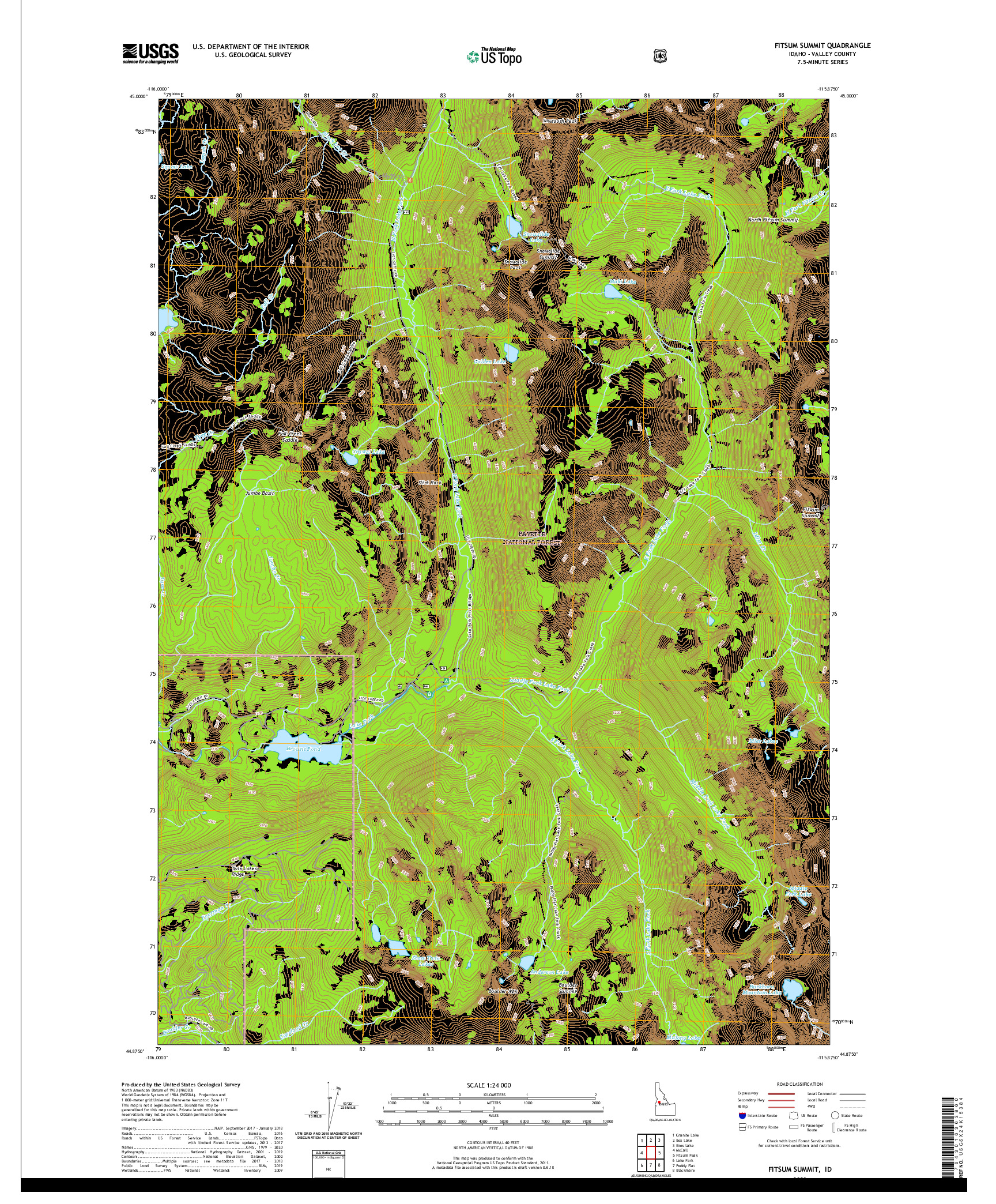 USGS US TOPO 7.5-MINUTE MAP FOR FITSUM SUMMIT, ID 2020