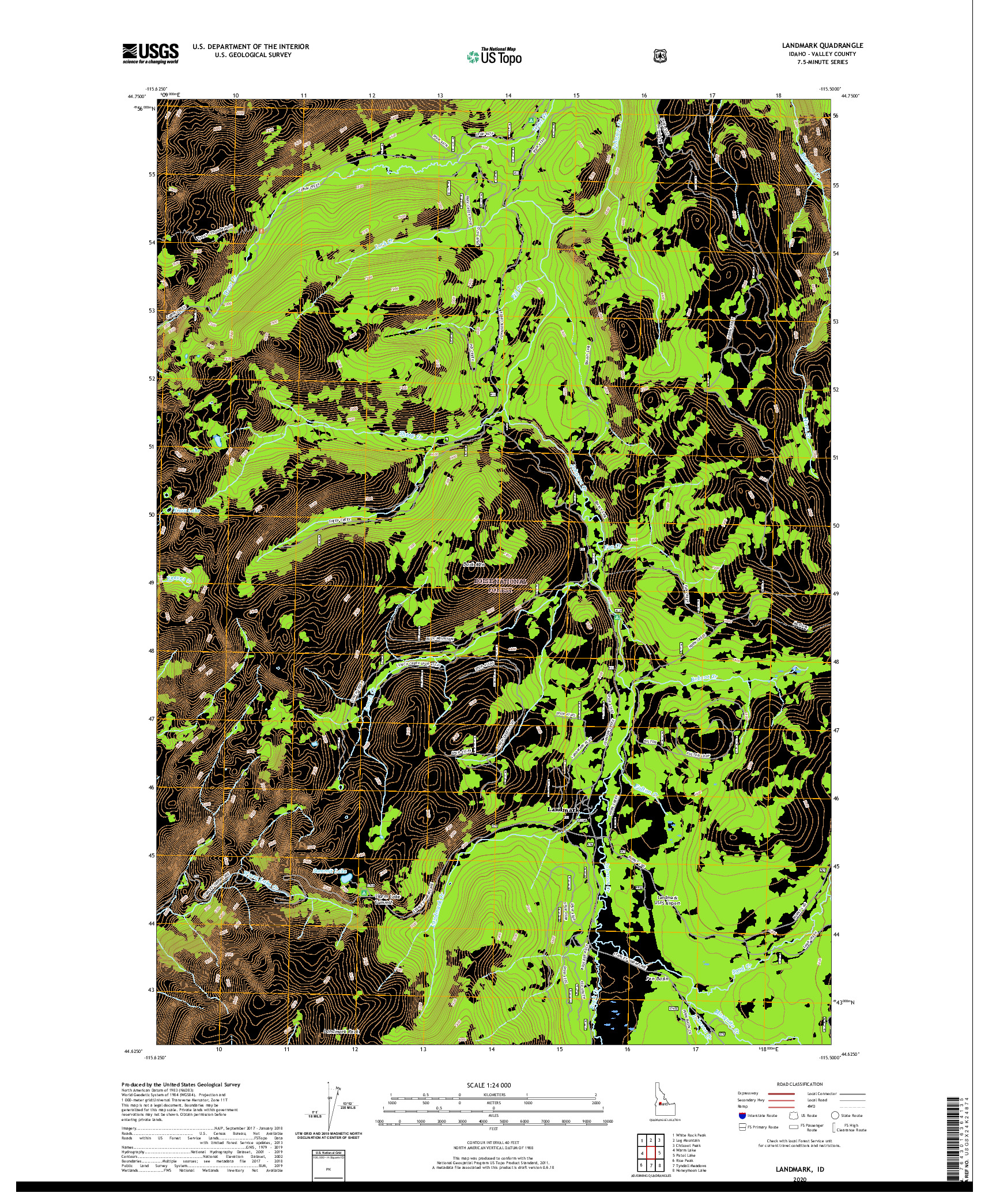 USGS US TOPO 7.5-MINUTE MAP FOR LANDMARK, ID 2020