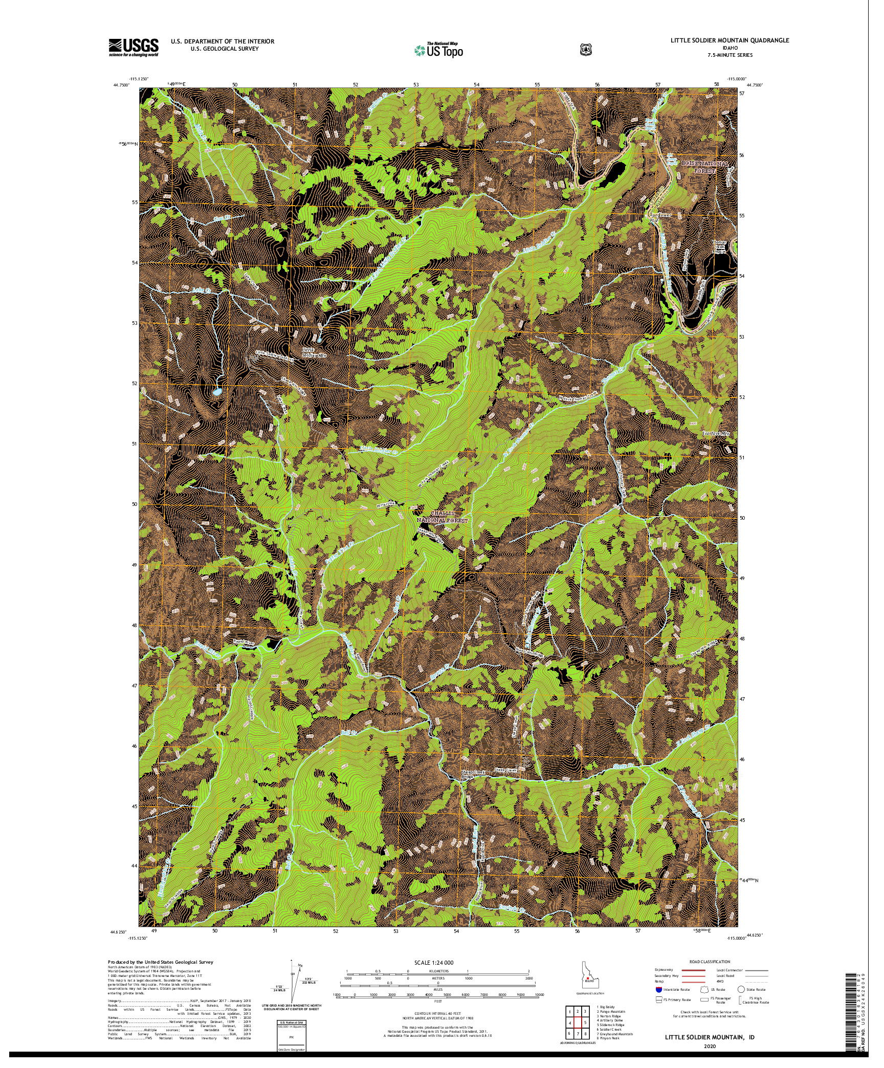 USGS US TOPO 7.5-MINUTE MAP FOR LITTLE SOLDIER MOUNTAIN, ID 2020