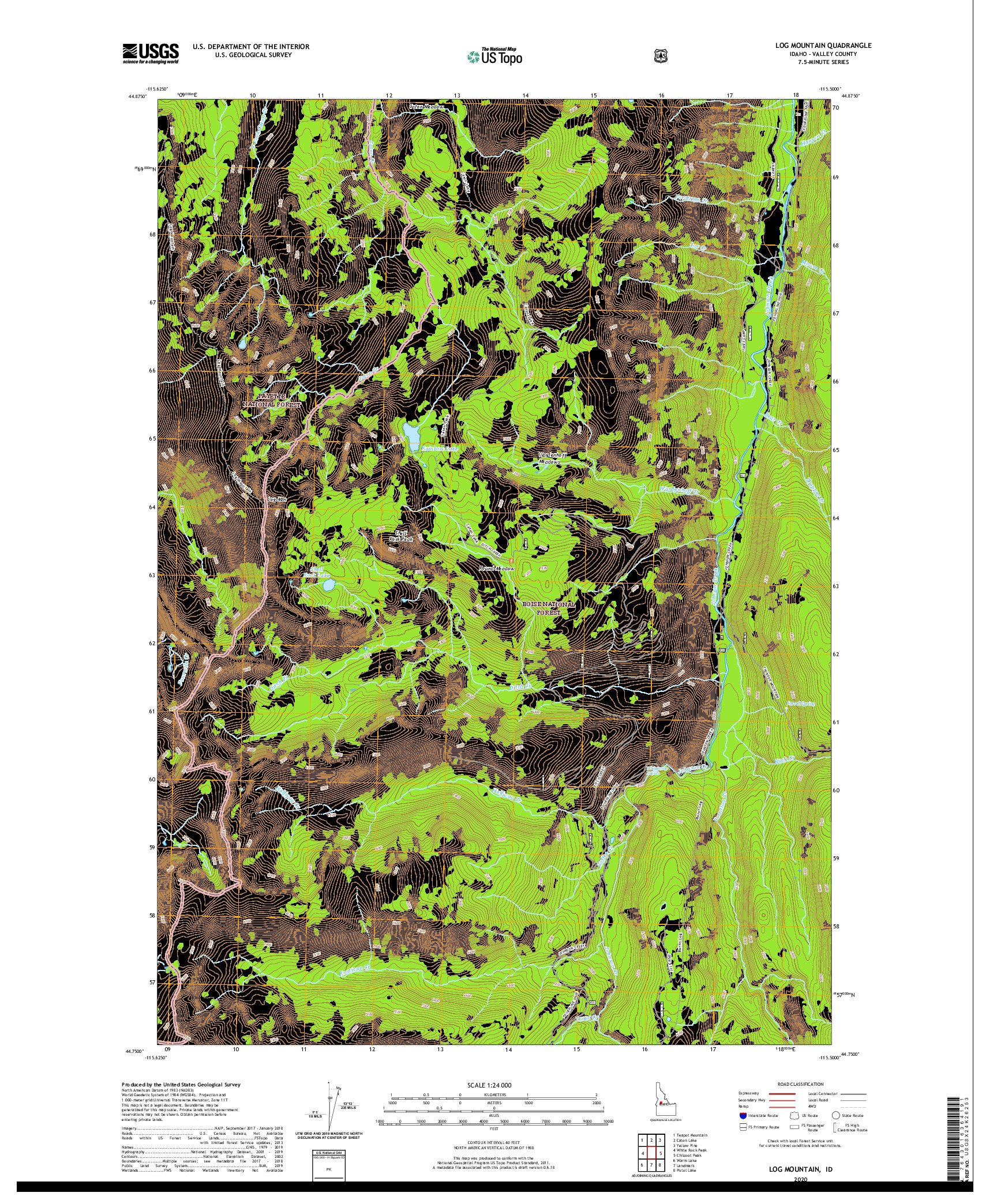 USGS US TOPO 7.5-MINUTE MAP FOR LOG MOUNTAIN, ID 2020