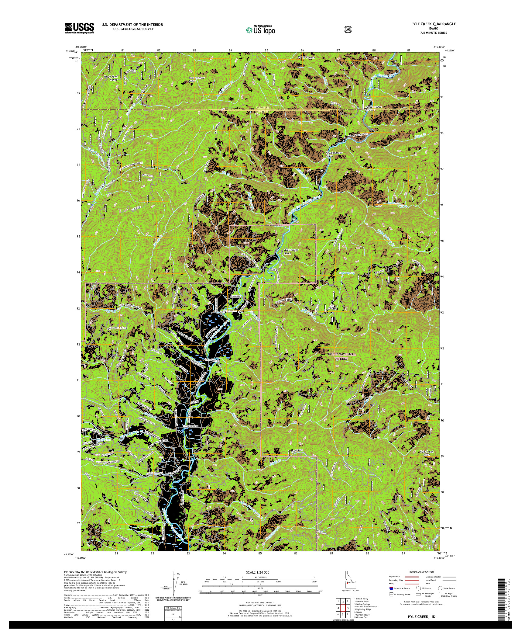 USGS US TOPO 7.5-MINUTE MAP FOR PYLE CREEK, ID 2020