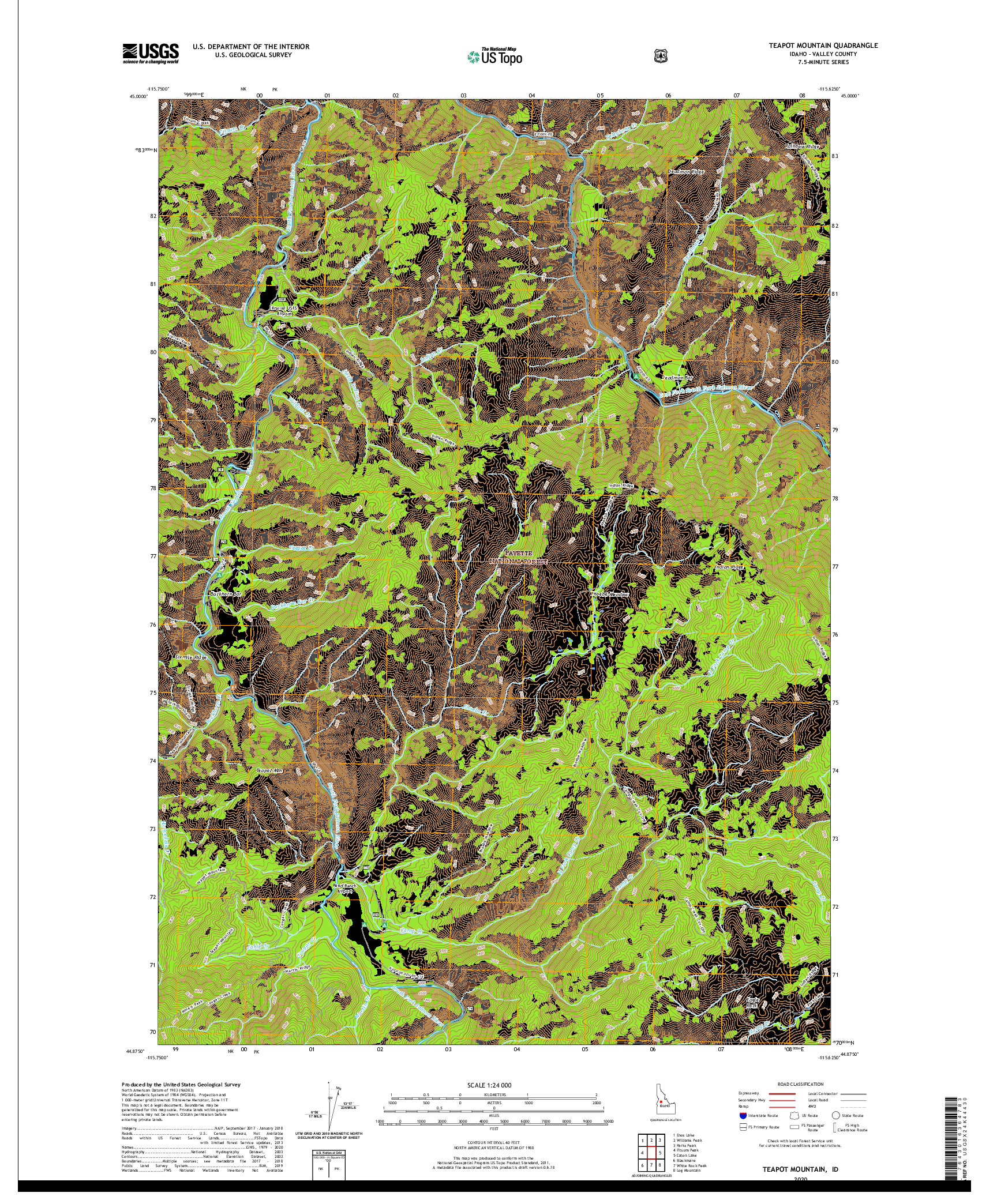 USGS US TOPO 7.5-MINUTE MAP FOR TEAPOT MOUNTAIN, ID 2020