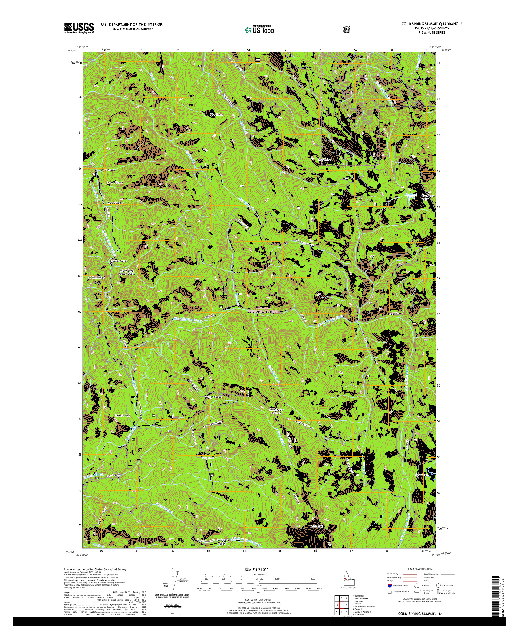 USGS US TOPO 7.5-MINUTE MAP FOR COLD SPRING SUMMIT, ID 2020